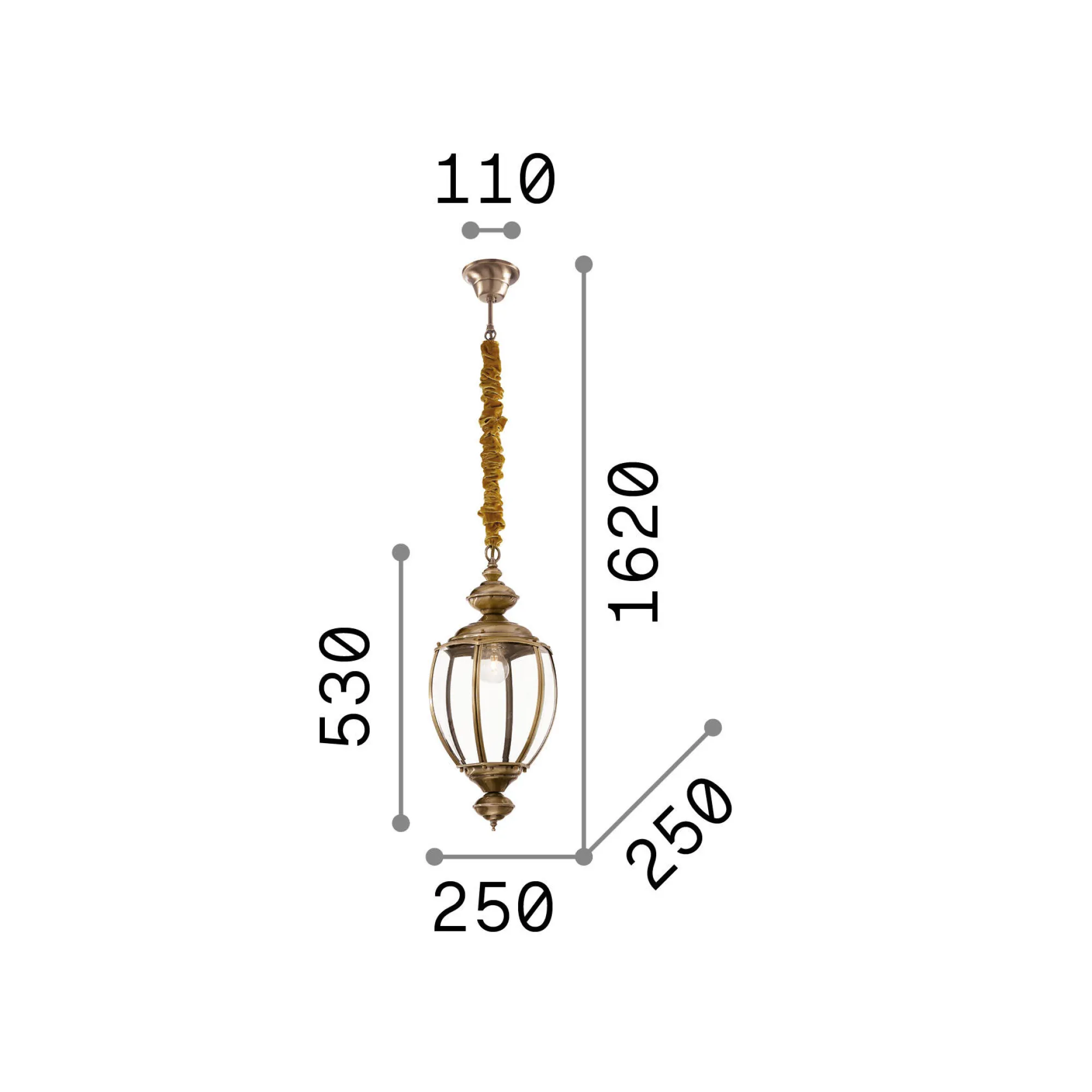 Ideal-Lux - Lampada a sospensione NORMA SP1 BRUNITO, 25 x 25 x h78 cm,<Dmora Sale