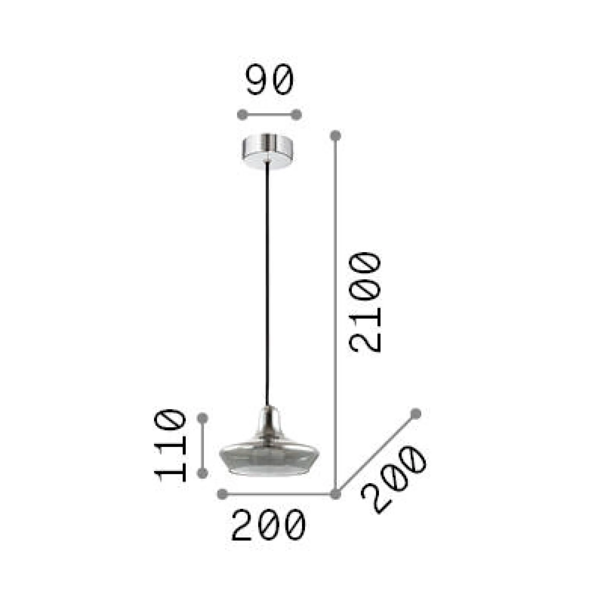 Ideal-Lux - Lampada a sospensione LIDO-3 SP1, 20 x 20 x h36 cm,<Dmora Outlet