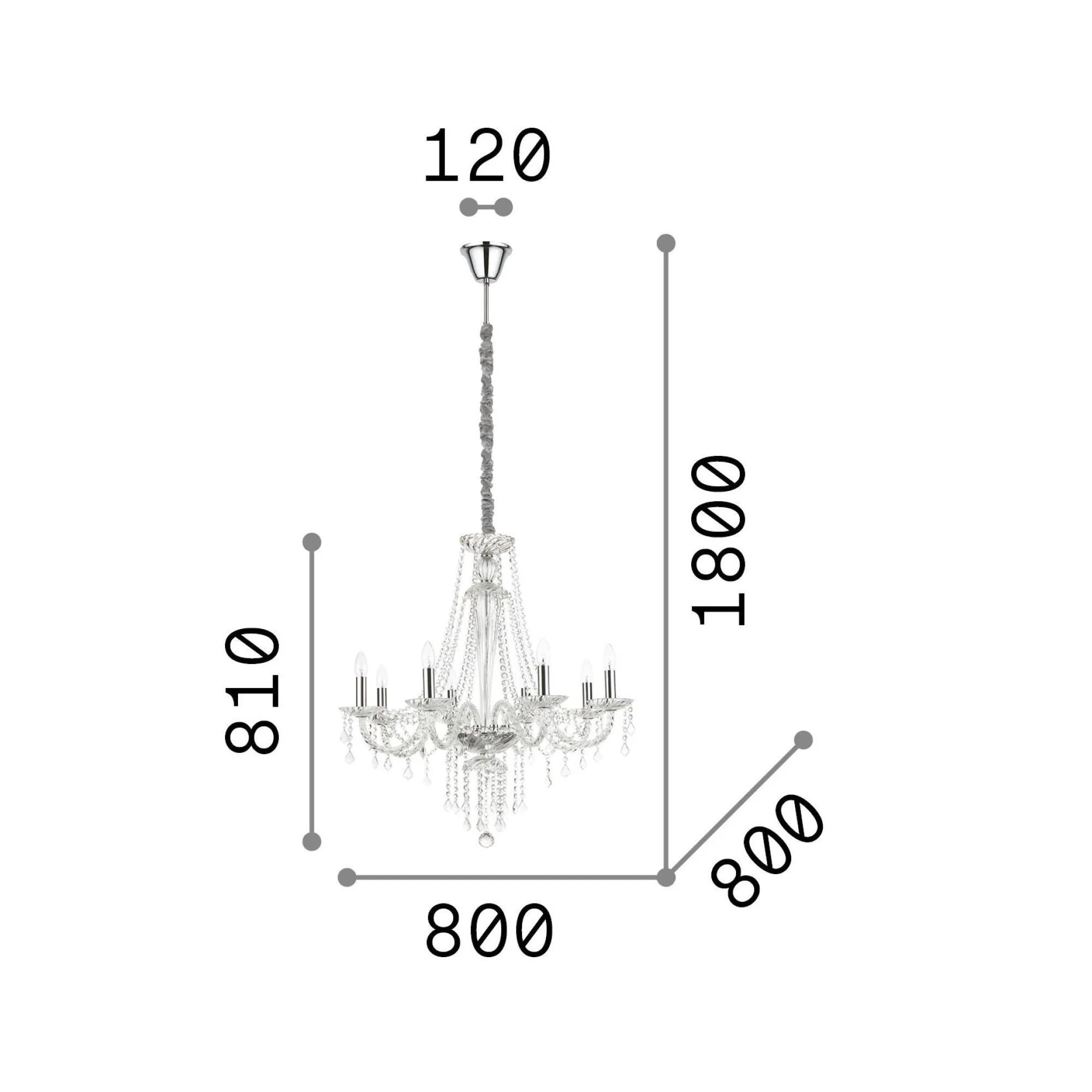 Ideal-Lux - Lampada a sospensione AMADEUS SP8, 80 x 80 x h106 cm,<Dmora New