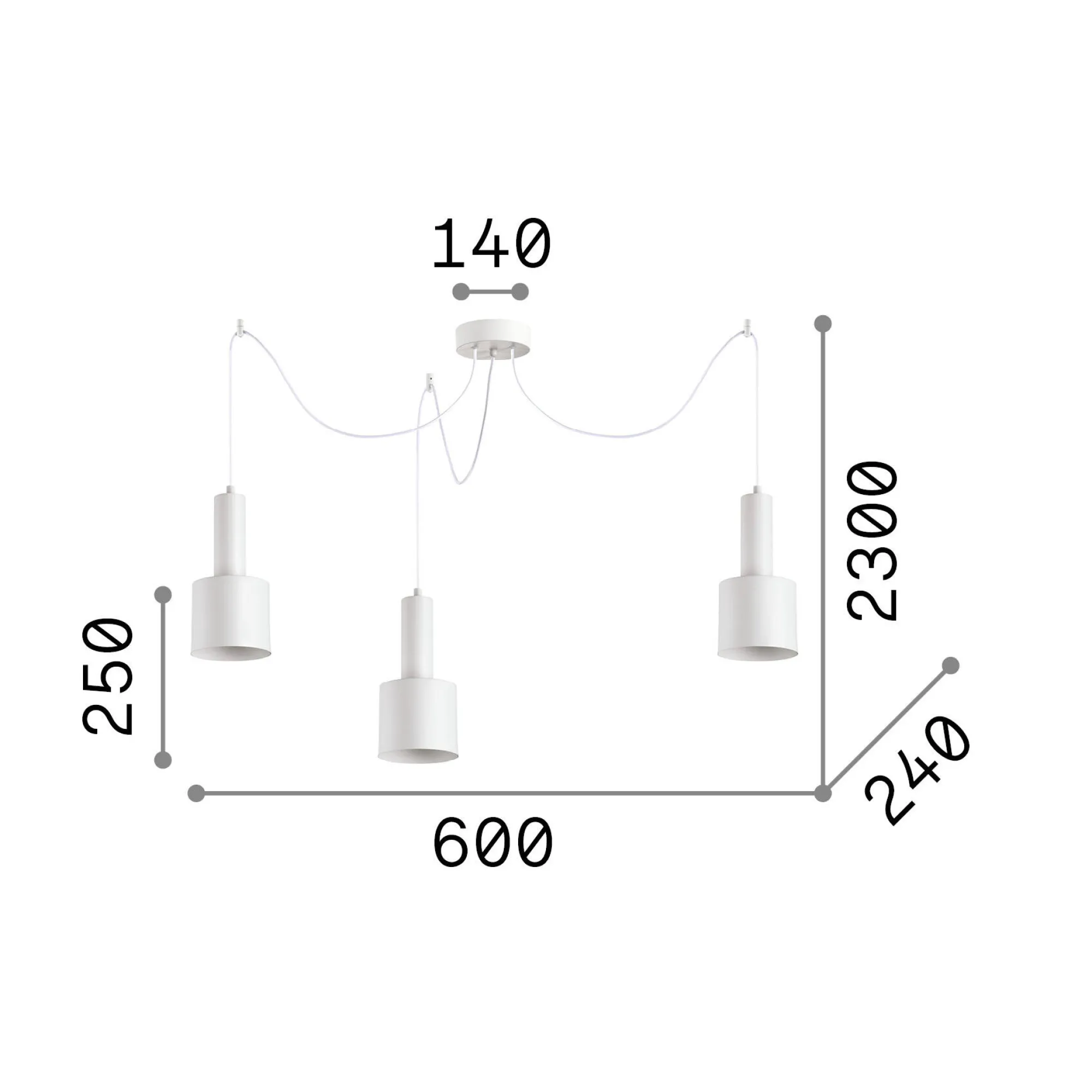 Ideal-Lux - Lampada a sospensione HOLLY SP3 , 60 x 24 x h50 cm,<Dmora Flash Sale