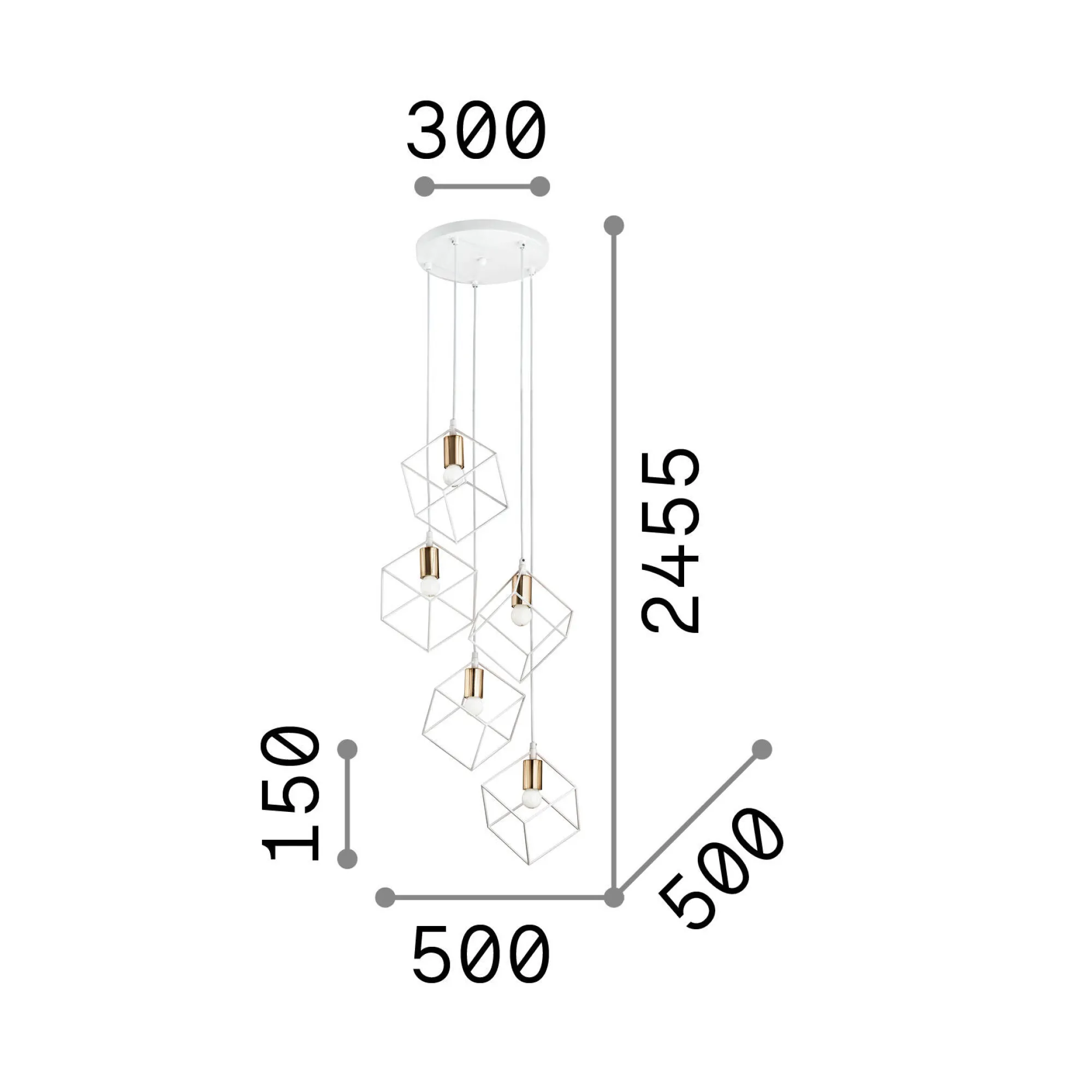 Ideal-Lux - Lampada a sospensione ICE SP5 , 50 x 50 x h40 cm,<Dmora Cheap