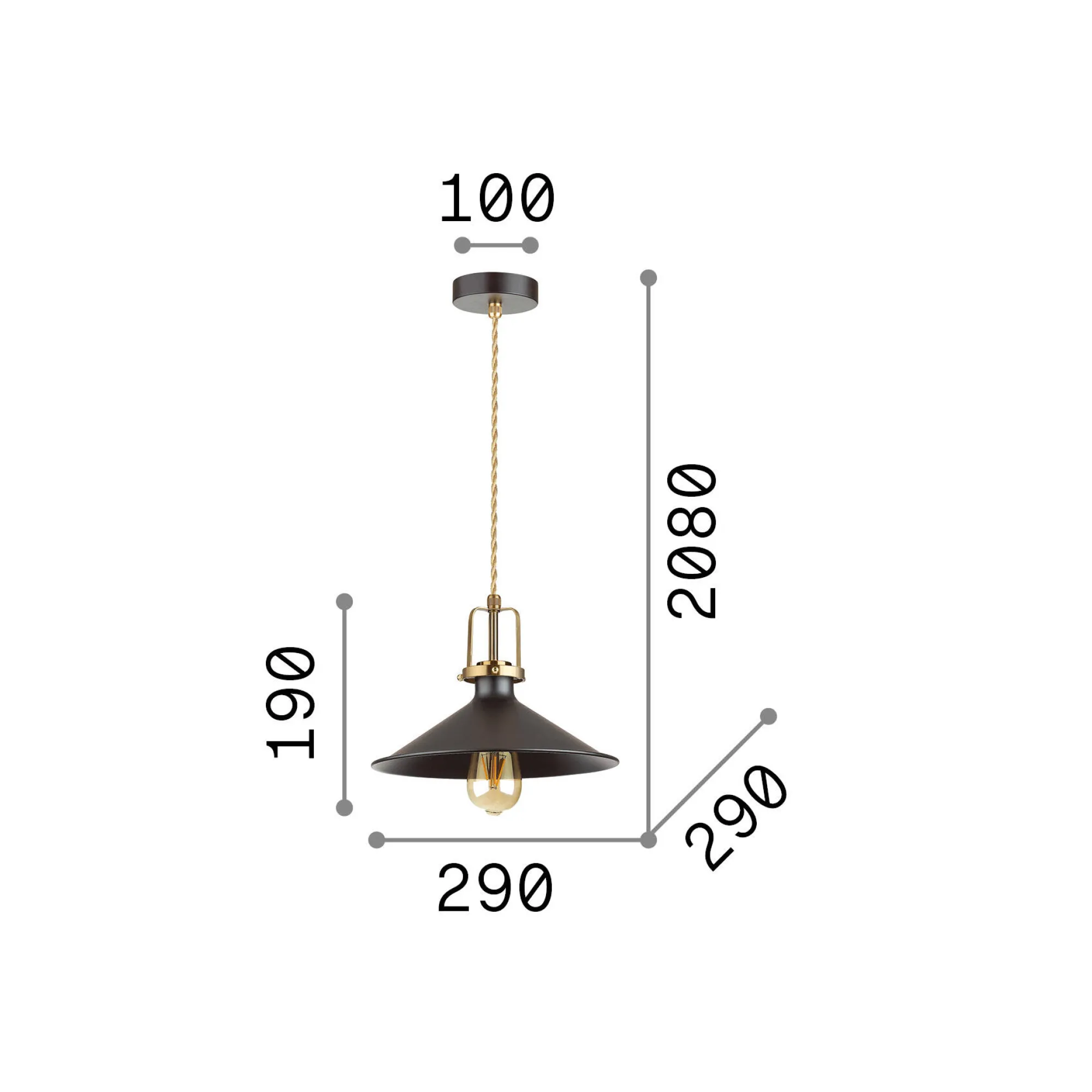 Ideal-Lux - Lampada a sospensione ERIS-3 SP1 , 29 x 29 x h44 cm,<Dmora Online