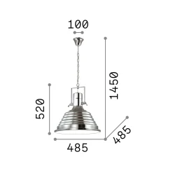 Ideal-Lux - Lampada a sospensione FISHERMAN SP1 , 49 x 49 x h77 cm,<Dmora Fashion