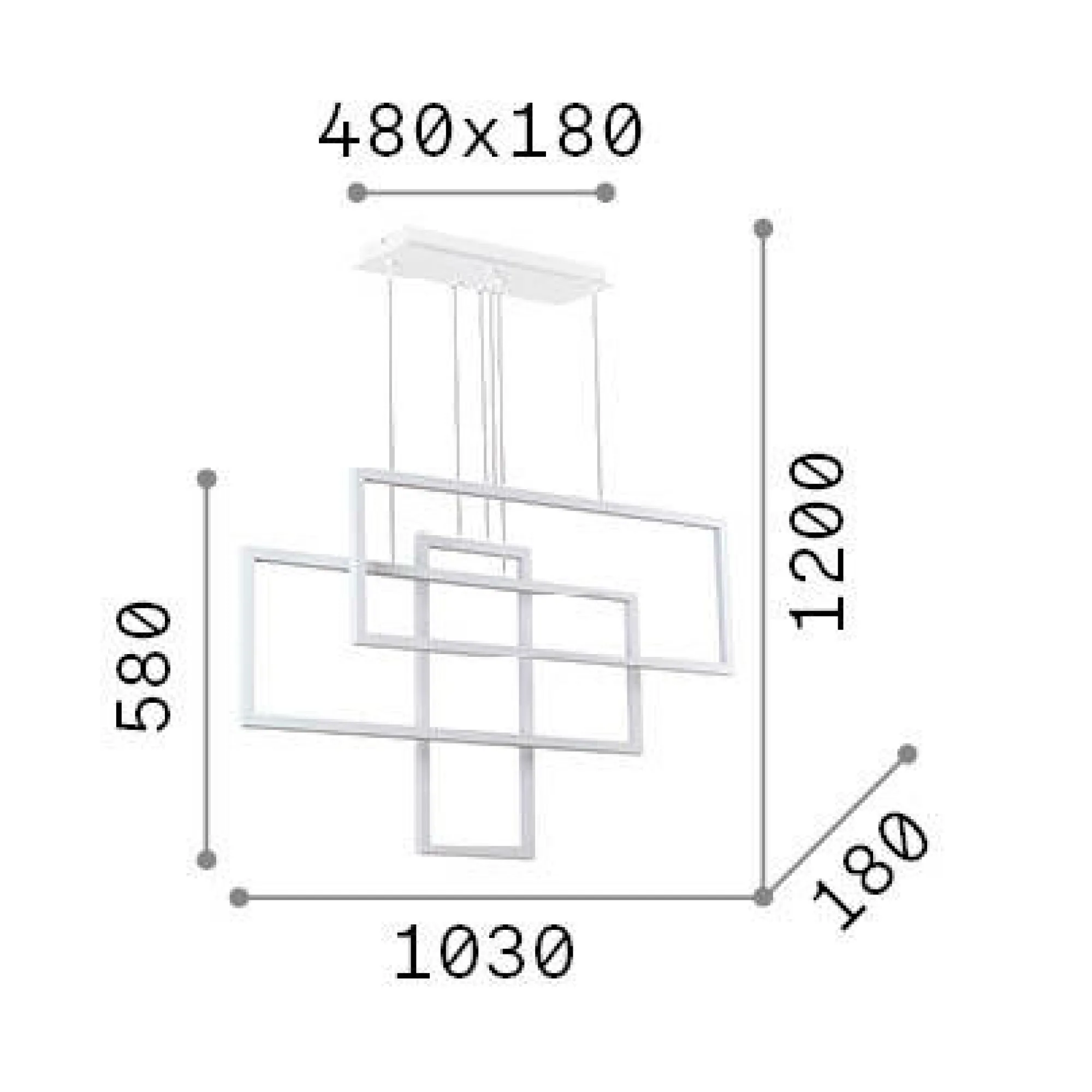 Ideal-Lux - Lampada a sospensione FRAME SP RETTANGOLO , 103 x 18 x h83 cm,<Dmora Online