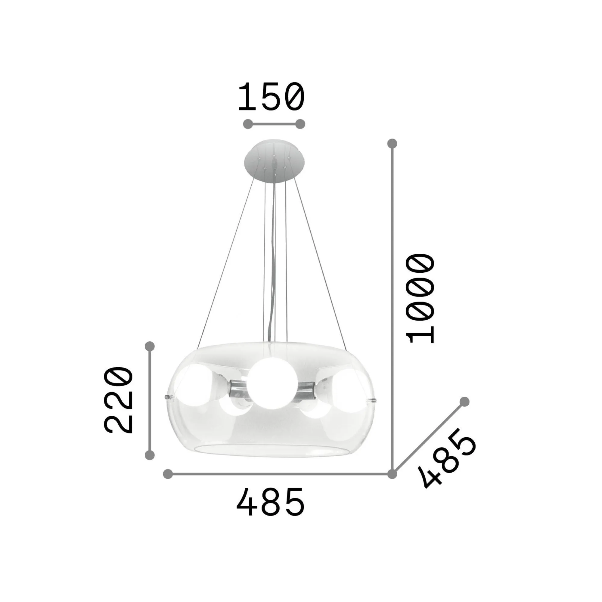 Ideal-Lux - Lampada a sospensione AUDI-10 SP5 , 49 x 49 x h47 cm,<Dmora Outlet