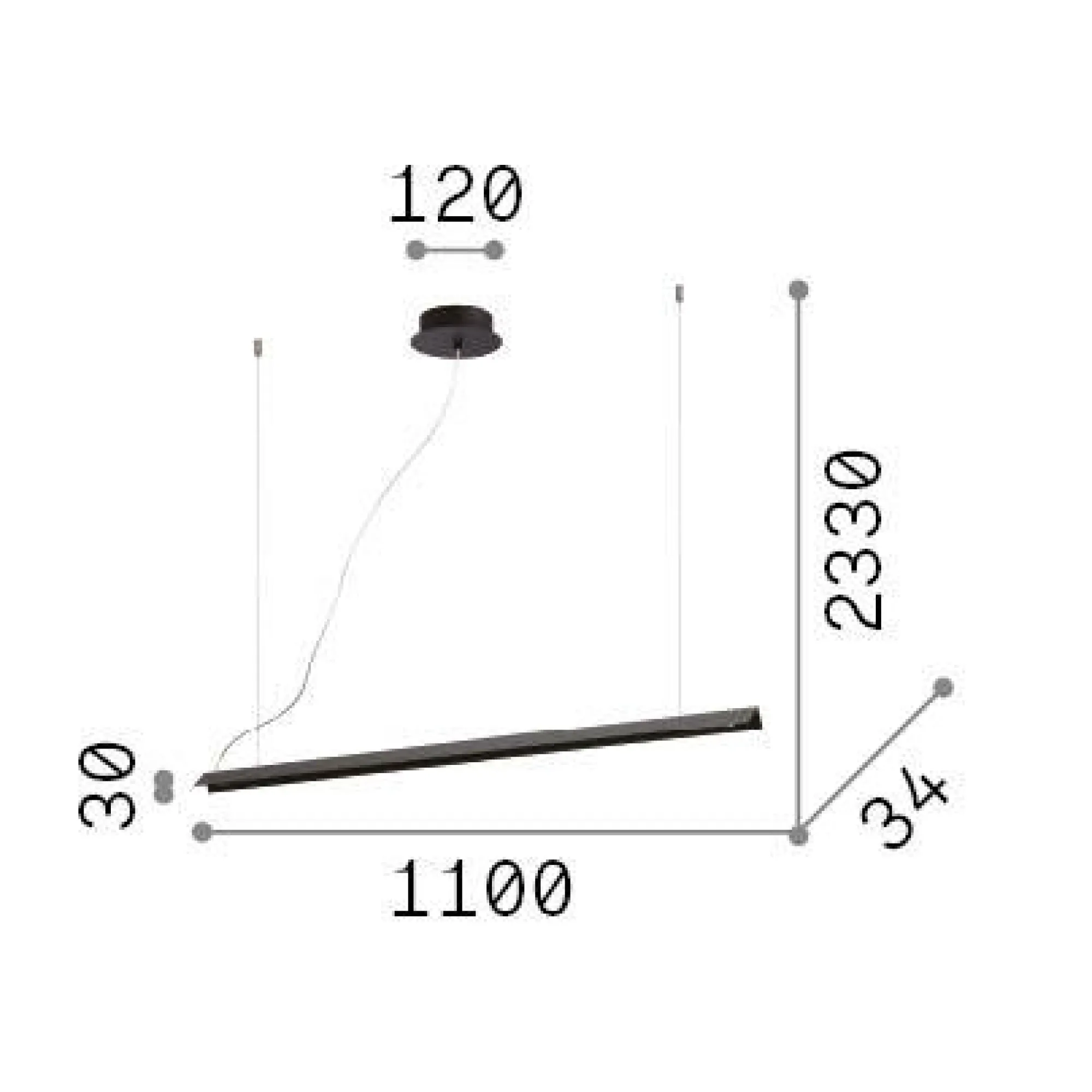 Ideal-Lux - Lampada a sospensione V-LINE SP , 110 x 3 x h28 cm,<Dmora Hot