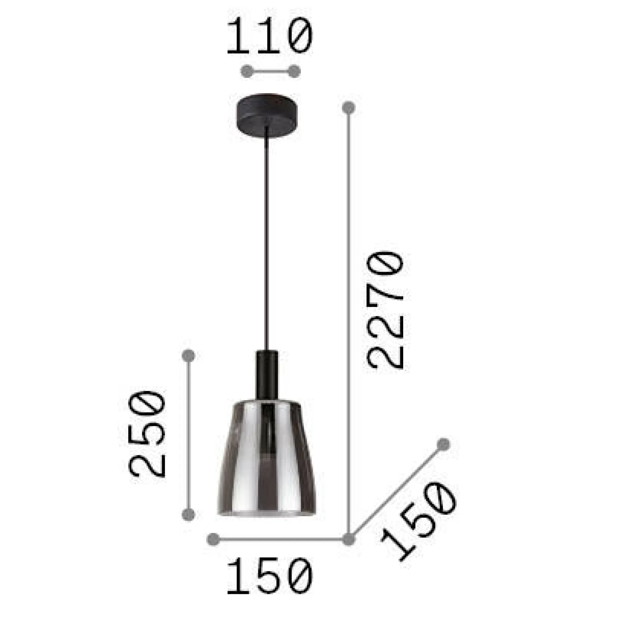 Ideal-Lux - Lampada a sospensione COCO-2 SP, 14 x 14 x h59 cm,<Dmora Outlet