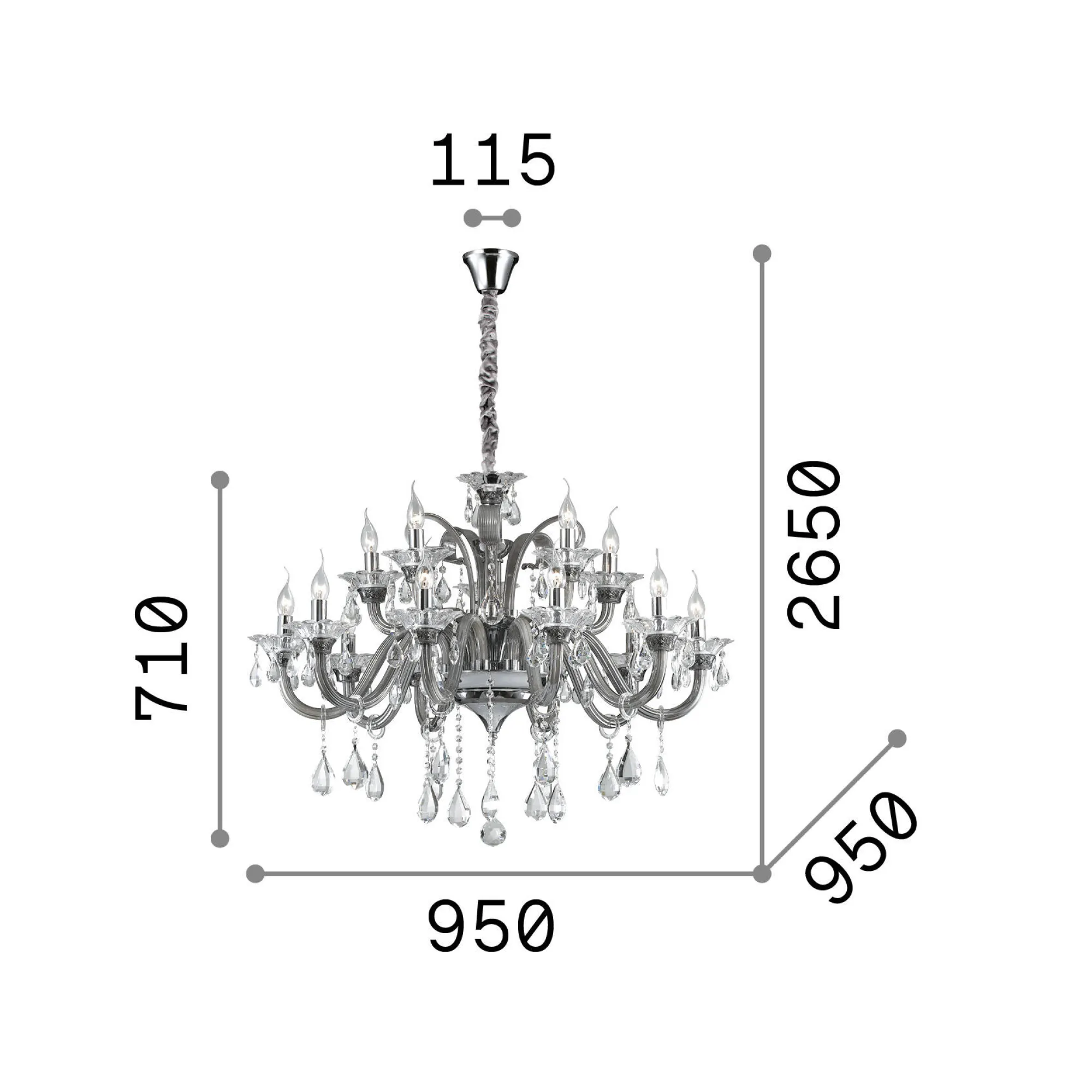 Ideal-Lux - Lampada a sospensione COLOSSAL SP15 , 95 x 95 x h96 cm,<Dmora Fashion