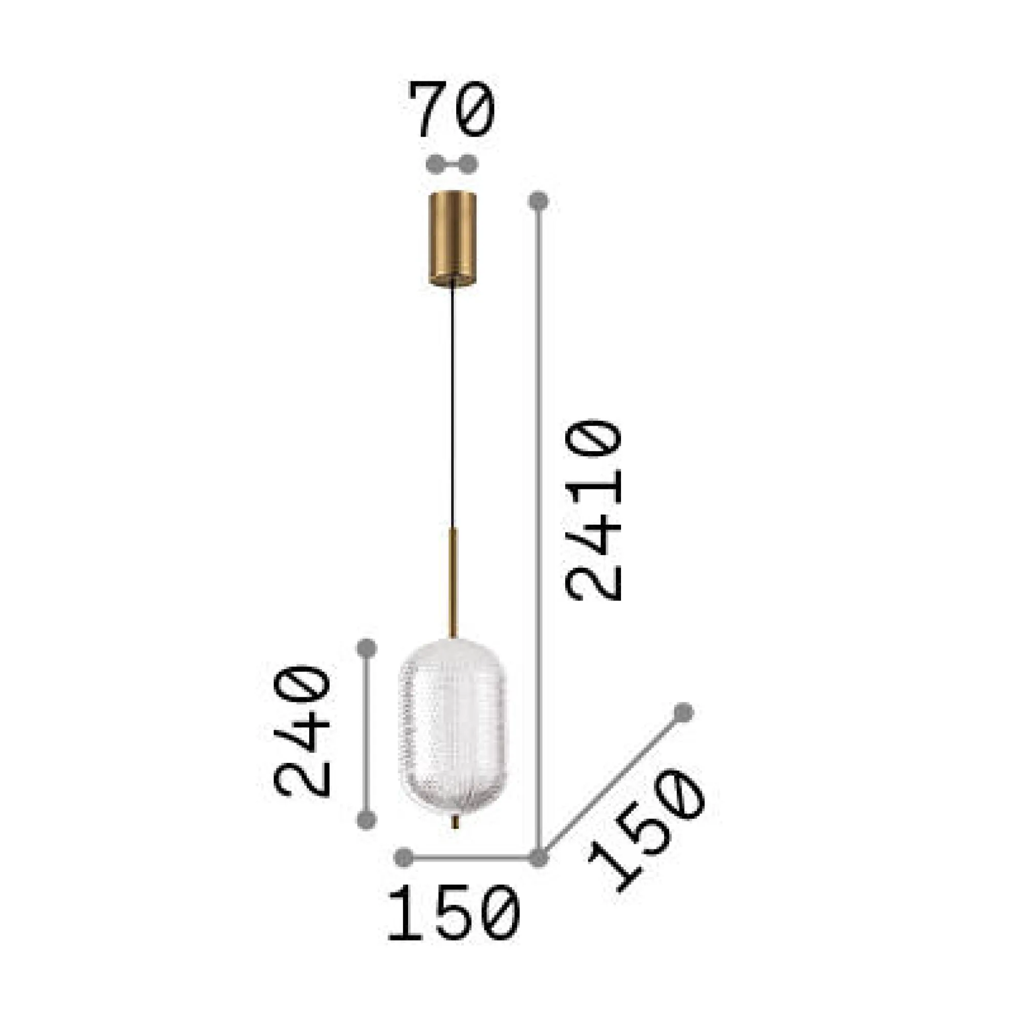 Ideal-Lux - Lampada a sospensione DECOR SP H24, 15 x 15 x h66 cm,<Dmora New