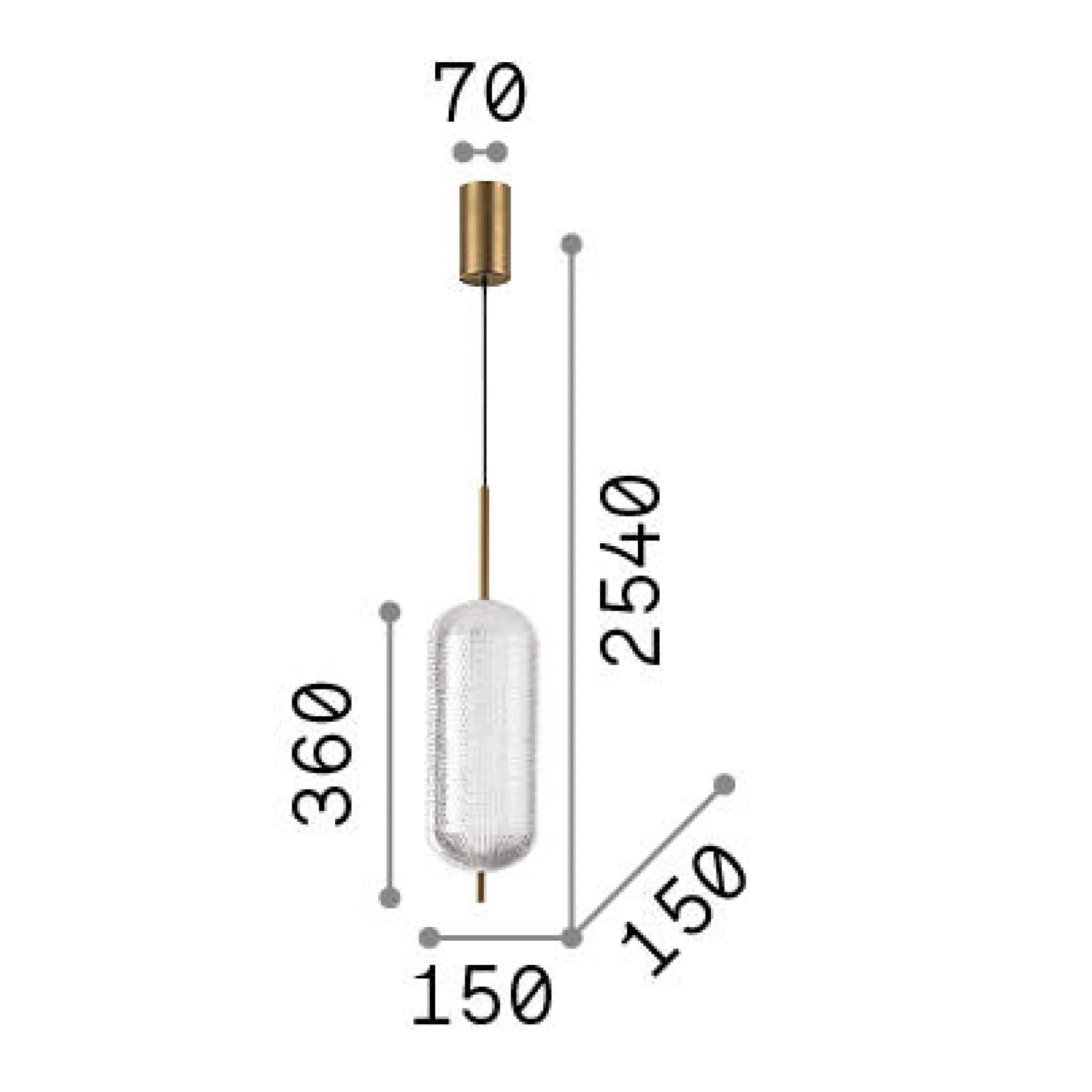 Ideal-Lux - Lampada a sospensione DECOR SP H36, 15 x 15 x h80 cm,<Dmora Outlet