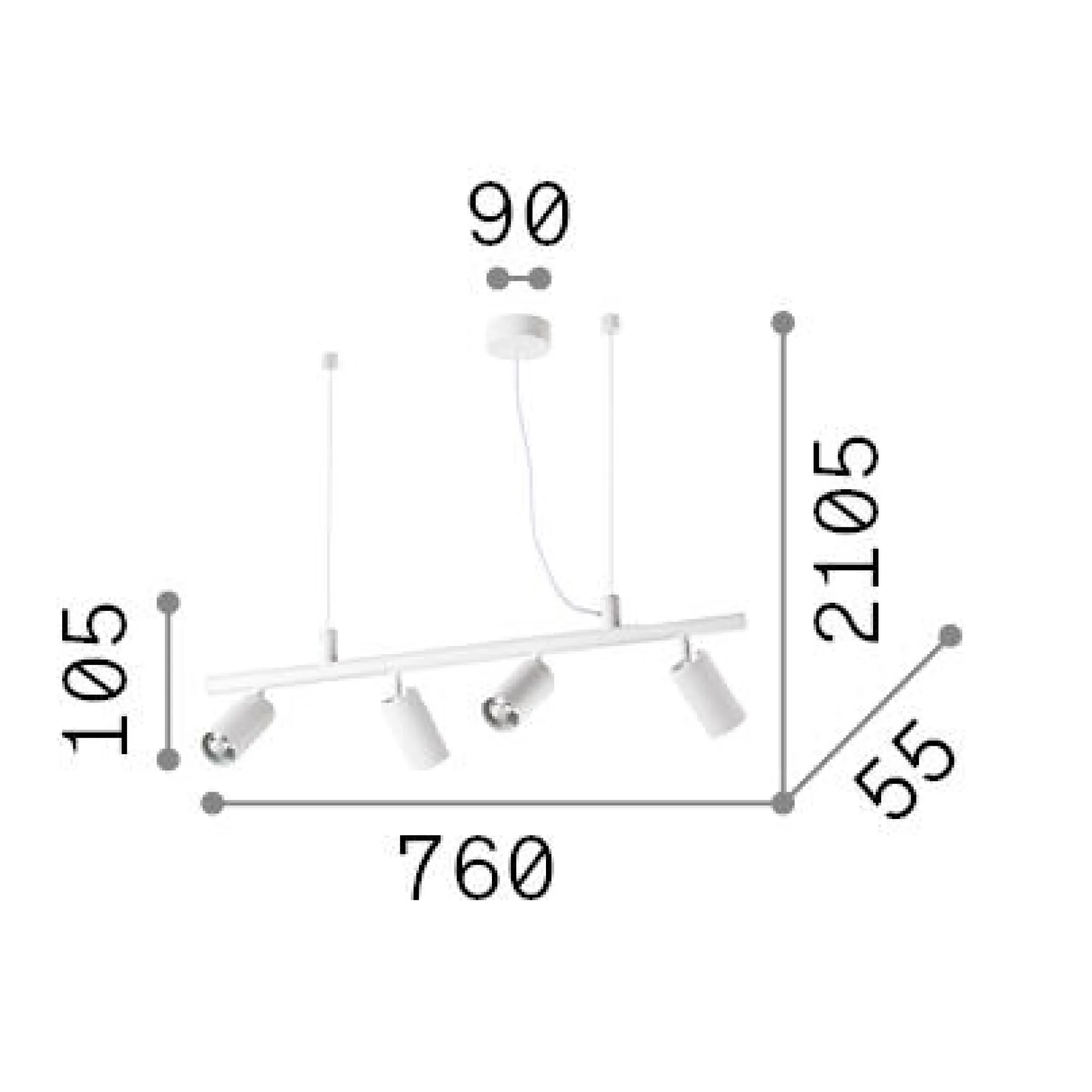 Ideal-Lux - Lampada a sospensione DYNAMITE SP4 , 76 x 6 x h36 cm,<Dmora Best Sale