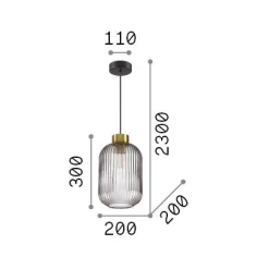Ideal-Lux - Lampada a sospensione MINT-3 SP1 FUME', 20 x 20 x h55 cm,<Dmora Outlet