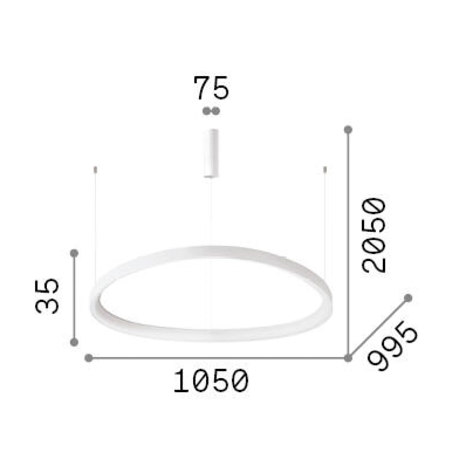 Ideal-Lux - Lampada a sospensione GEMINI SP D105 ON-OFF , 105 x 100 x h29 cm,<Dmora Clearance
