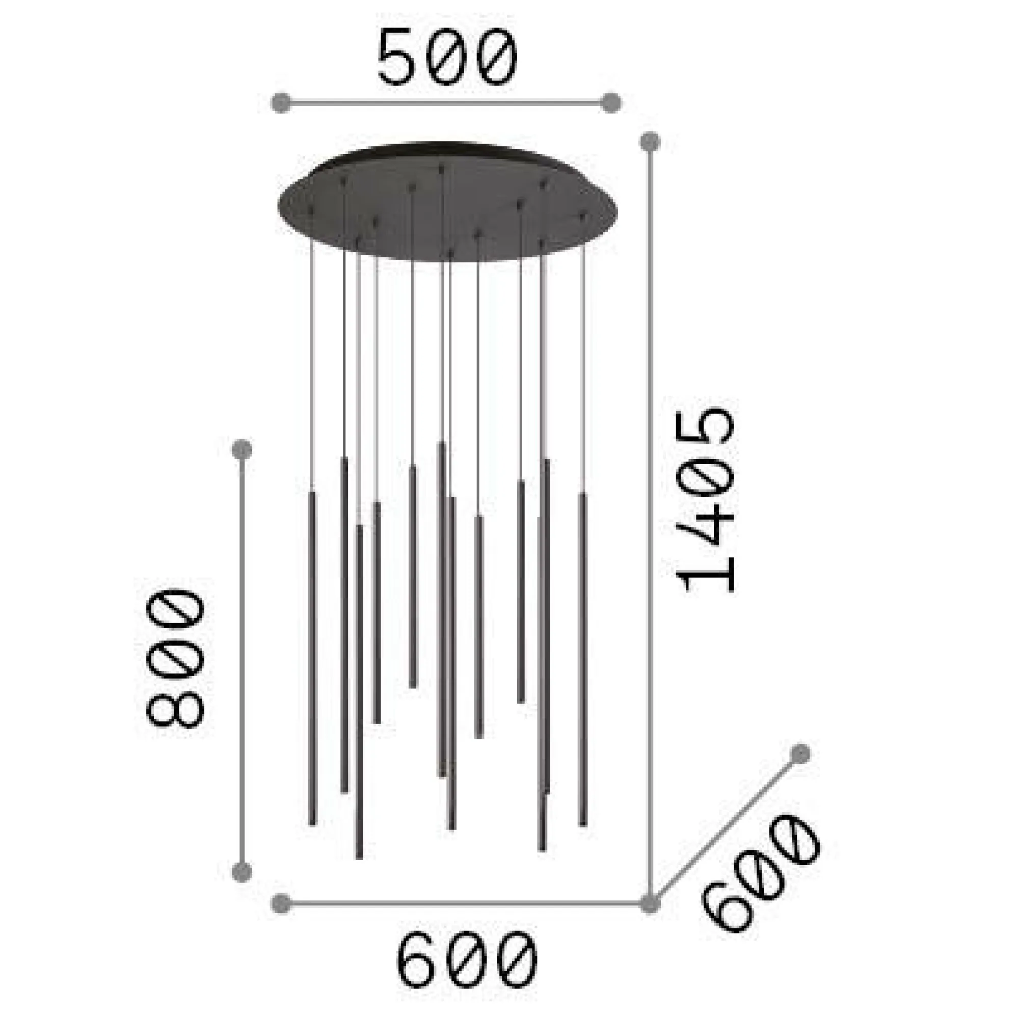 Ideal-Lux - Lampada a sospensione FILO SP12 , 60 x 60 x h105 cm,<Dmora Cheap