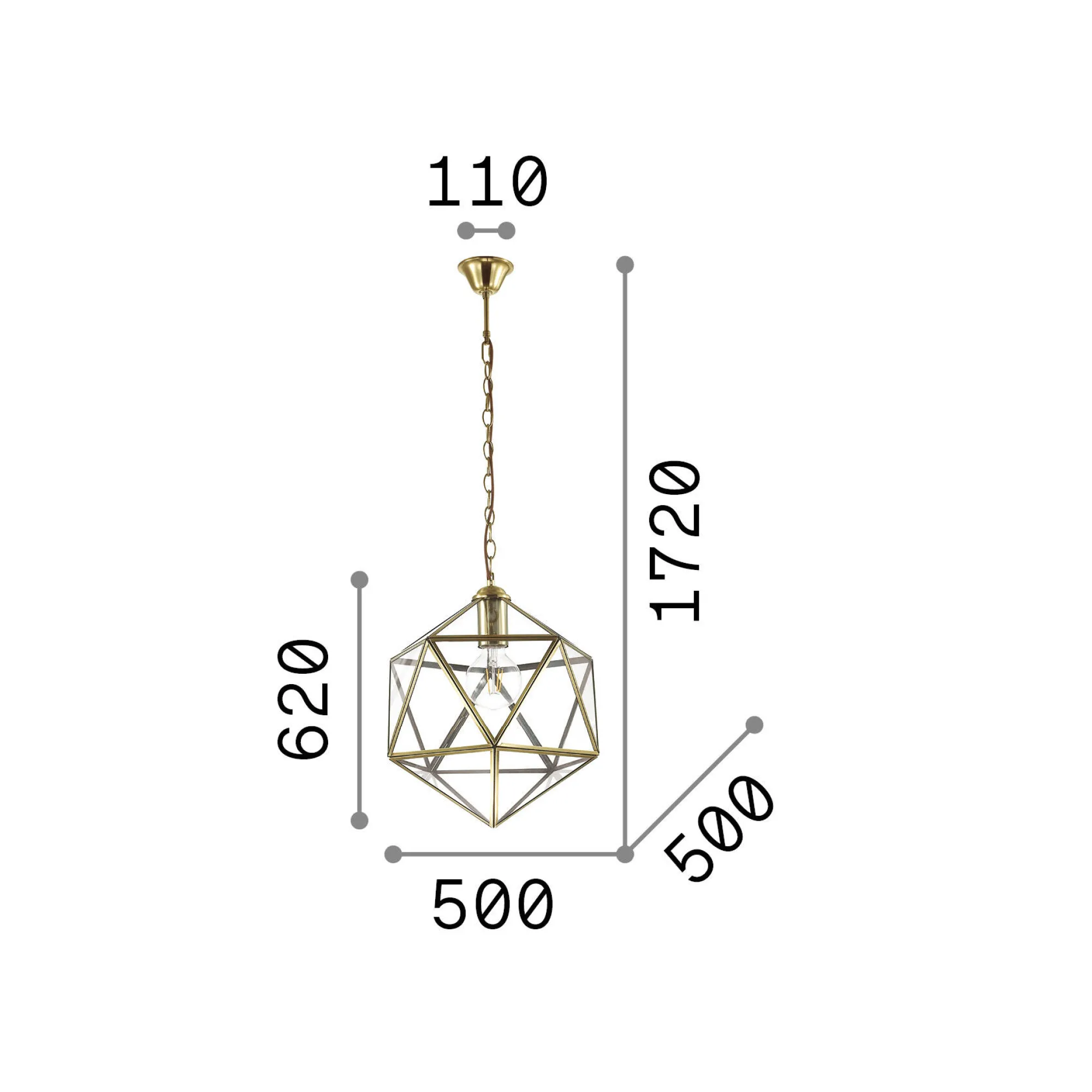 Ideal-Lux - Lampada a sospensione DECA SP1 BIG, 50 x 50 x h87 cm,<Dmora Flash Sale