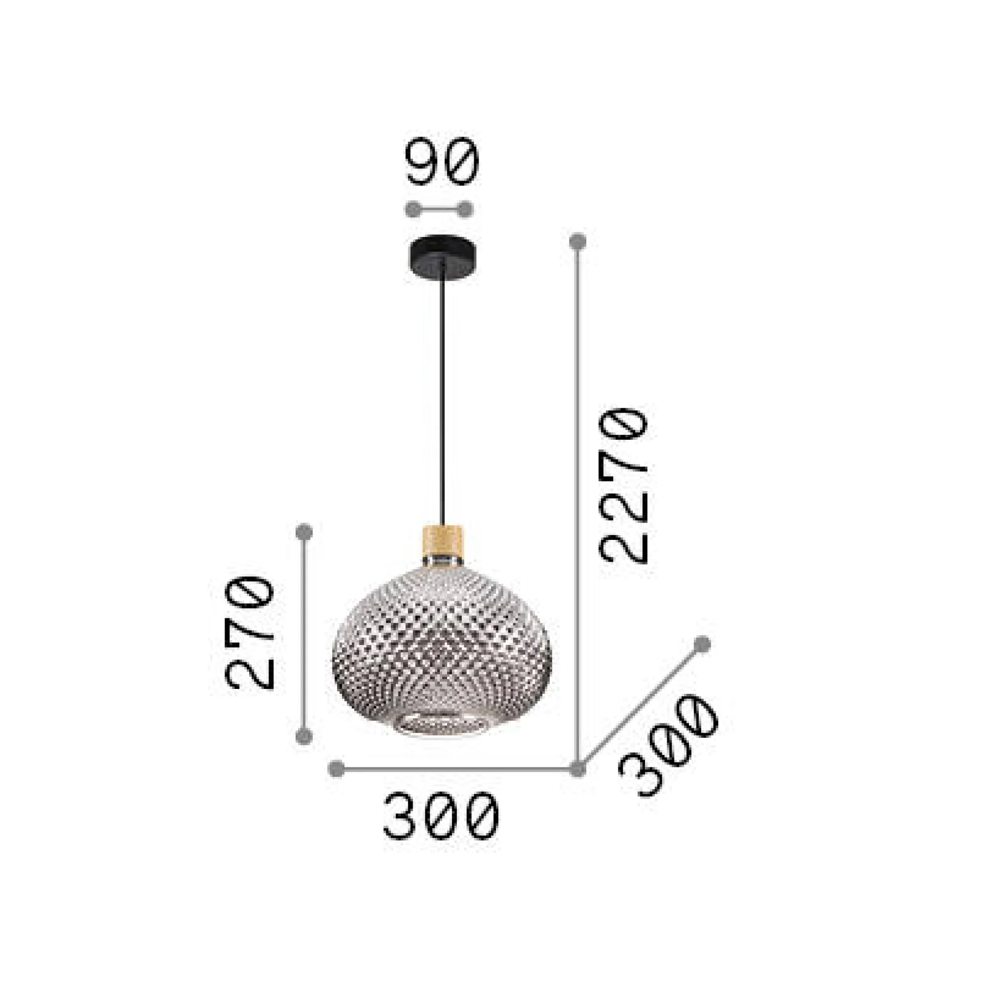 Ideal-Lux - Lampada a sospensione BERGEN-3 SP1, 30 x 30 x h52 cm,<Dmora Cheap