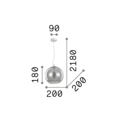 Ideal-Lux - Lampada a sospensione NEMO SP1 D20 FUME', 20 x 20 x h43 cm,<Dmora Best Sale