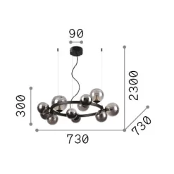 Ideal-Lux - Lampada a sospensione PERLAGE SP11 FUME', 73 x 73 x h55 cm,<Dmora Shop