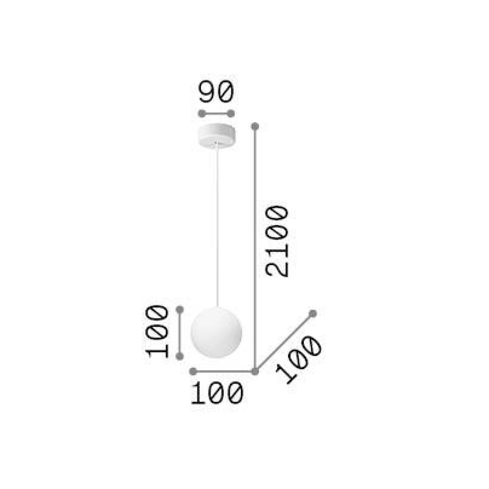 Ideal-Lux - Lampada a sospensione MAPA SP1 D10, 10 x 10 x h35 cm,<Dmora Online