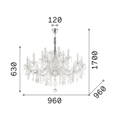 Ideal-Lux - Lampada a sospensione NAPOLEON SP18 , 96 x 96 x h88 cm,<Dmora Cheap