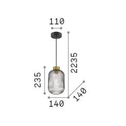 Ideal-Lux - Lampada a sospensione MINT-1 SP1 FUME', 14 x 14 x h49 cm,<Dmora Store
