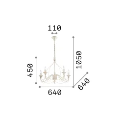 Ideal-Lux - Lampada a sospensione CORTE SP5 , Made in Italy, 64 x 64 x h70 cm,<Dmora Flash Sale