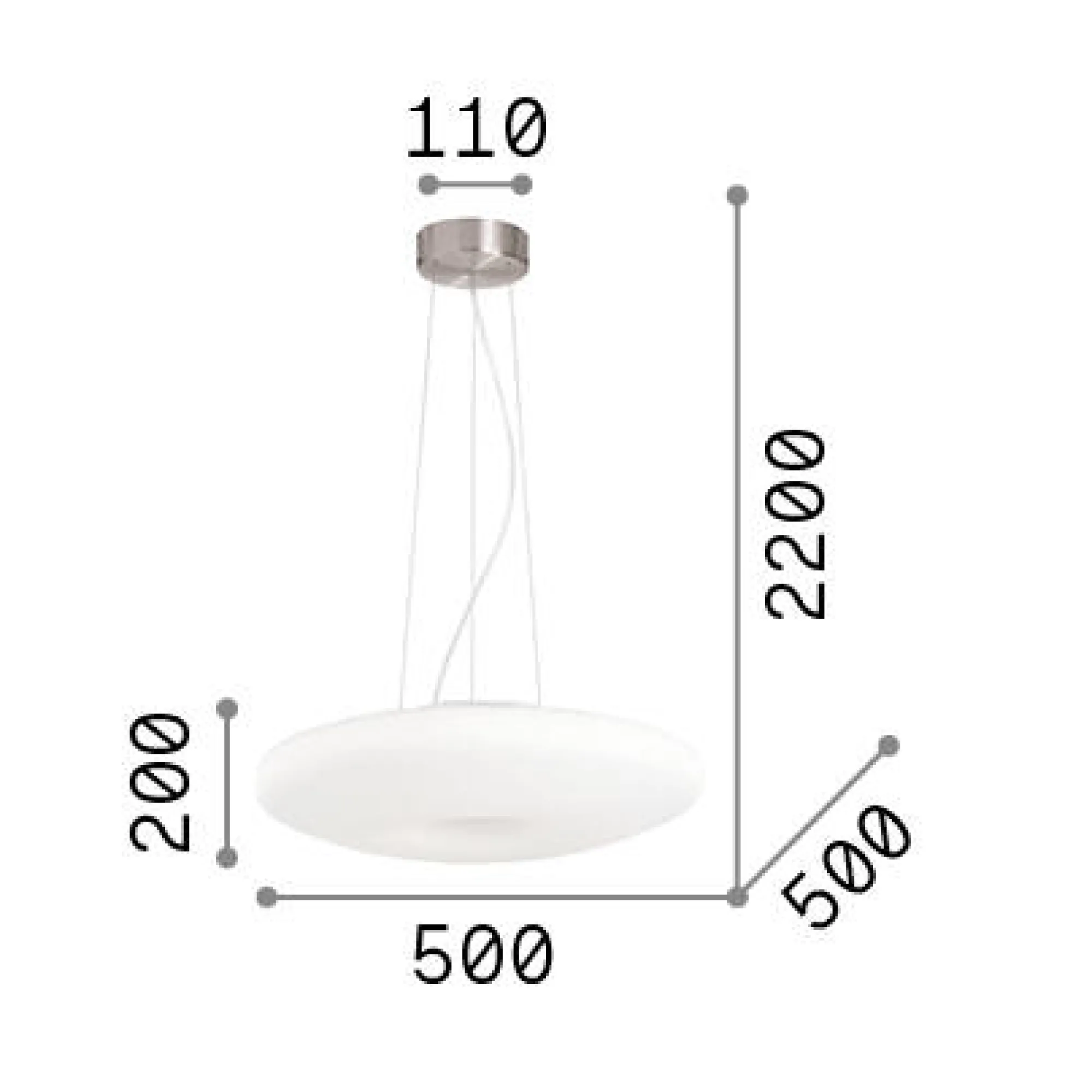 Ideal-Lux - Lampada a sospensione GLORY SP3 D50, 50 x 50 x h45 cm,<Dmora Cheap