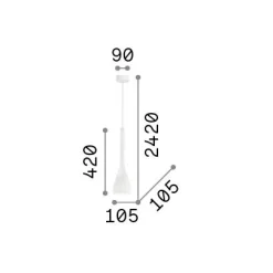 Ideal-Lux - Lampada a sospensione FLUT SP1 SMALL , 11 x 11 x h67 cm,<Dmora Shop