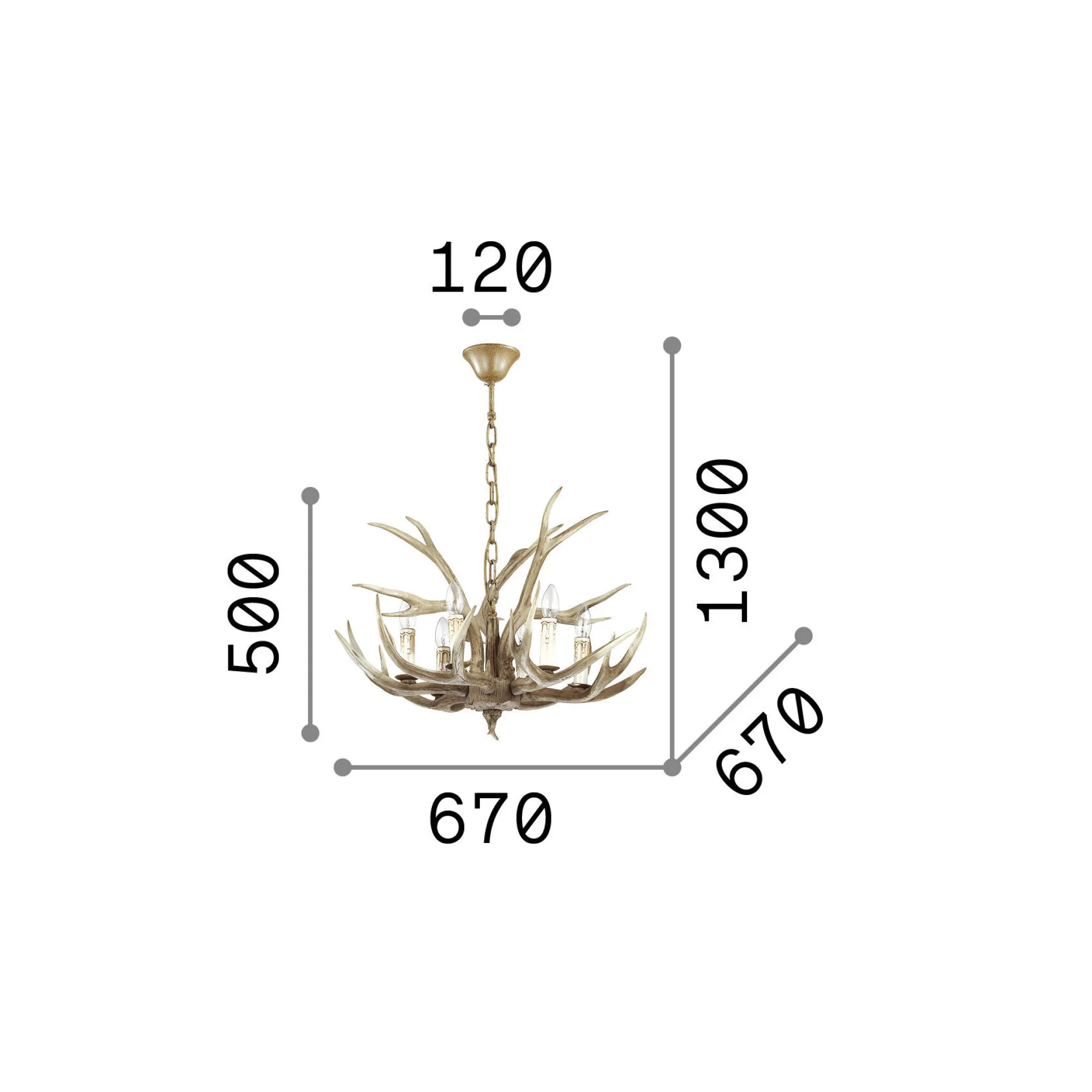 Ideal-Lux - Lampada a sospensione CHALET SP6, 67 x 67 x h75 cm,<Dmora Fashion