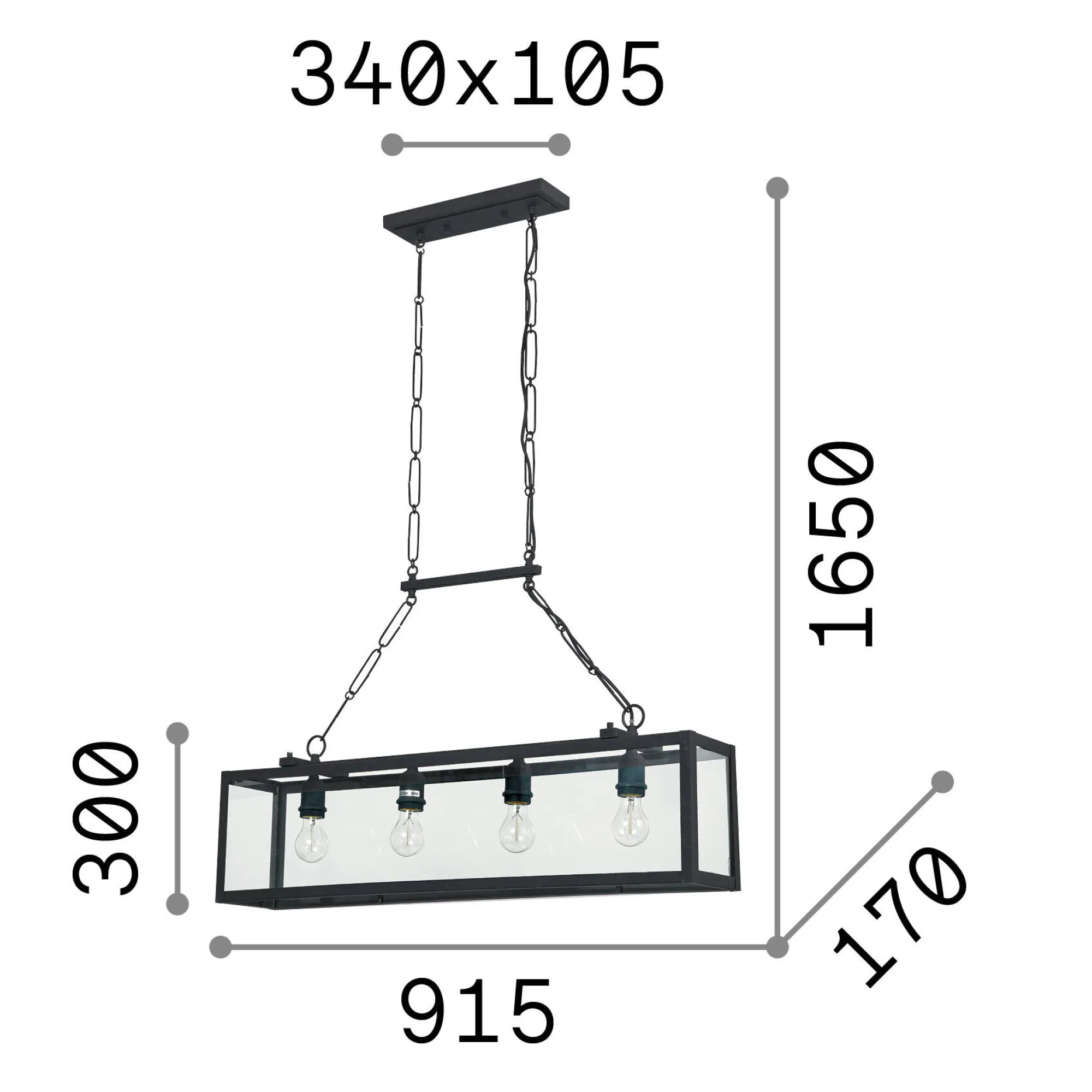 Ideal-Lux - Lampada a sospensione IGOR SP4, 92 x 17 x h55 cm,<Dmora Hot