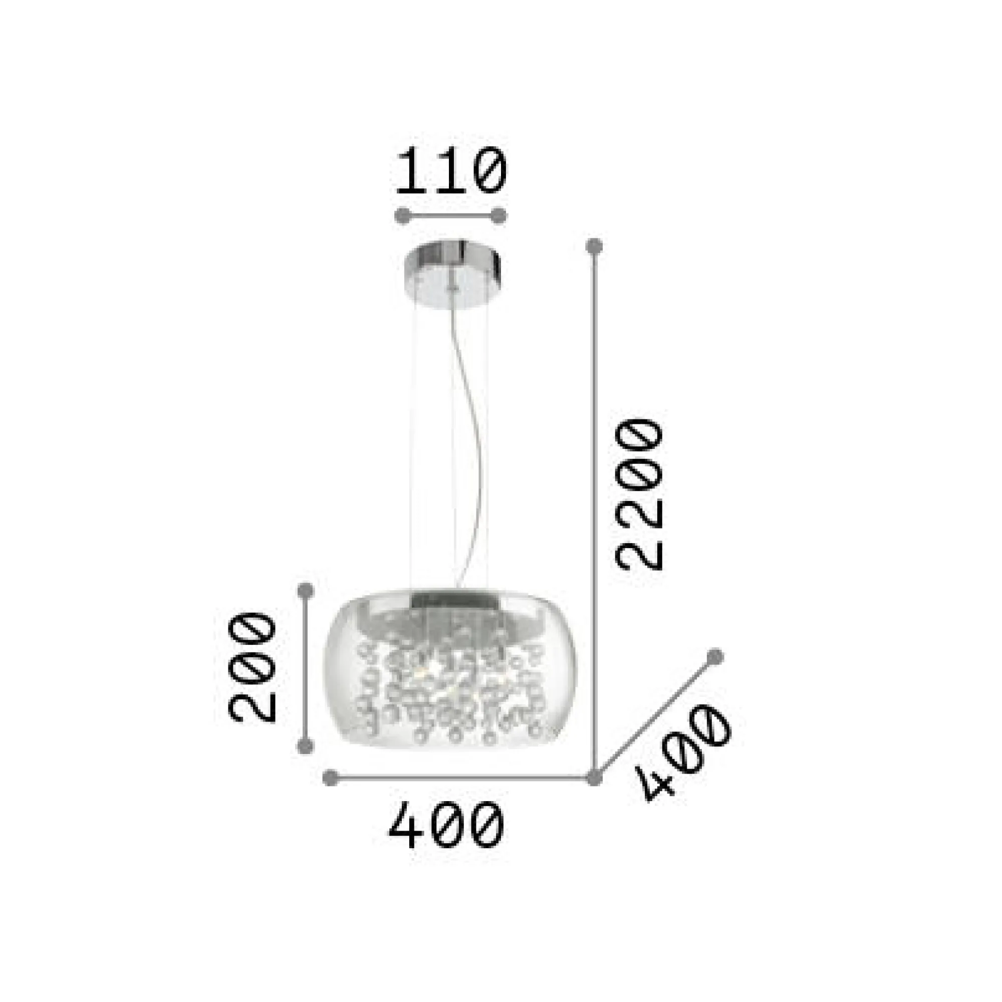 Ideal-Lux - Lampada a sospensione AUDI-80 SP5 , 40 x 40 x h45 cm,<Dmora Outlet