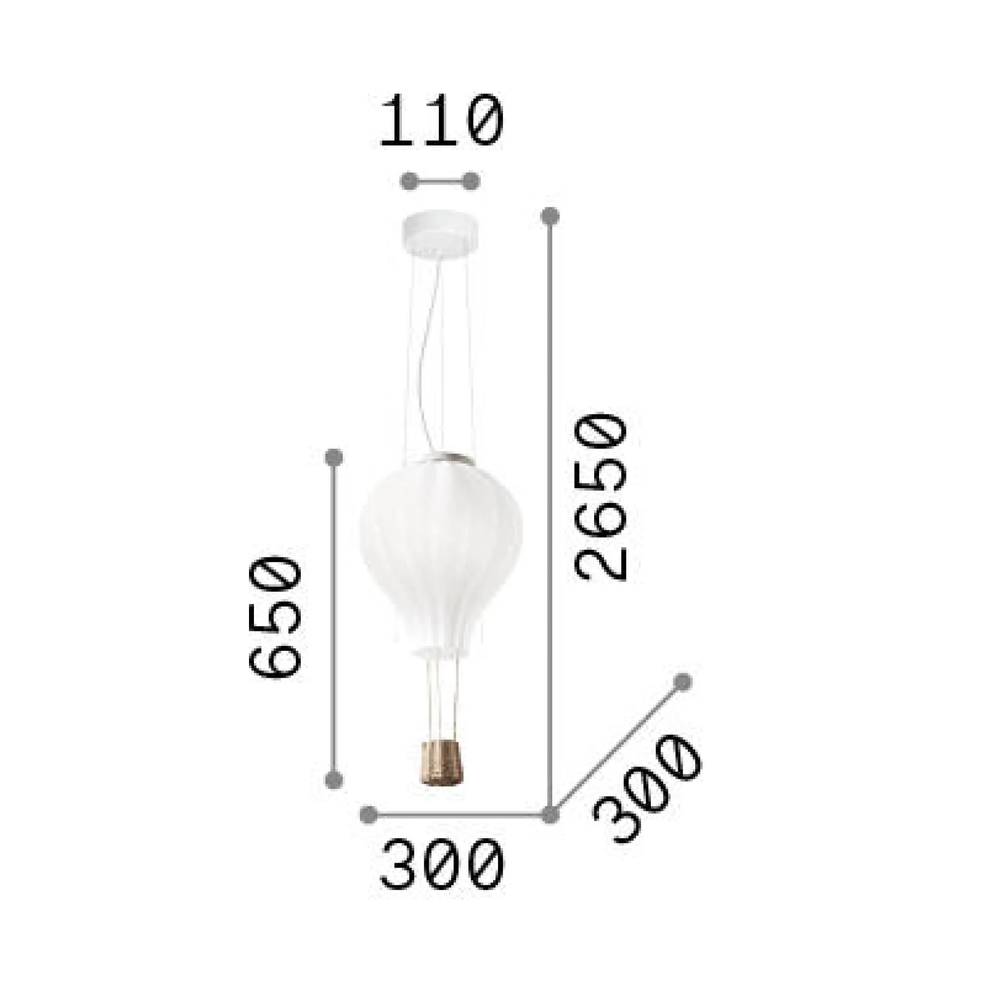 Ideal-Lux - Lampada a sospensione DREAM BIG SP1 D30, 30 x 30 x h90 cm,<Dmora Best