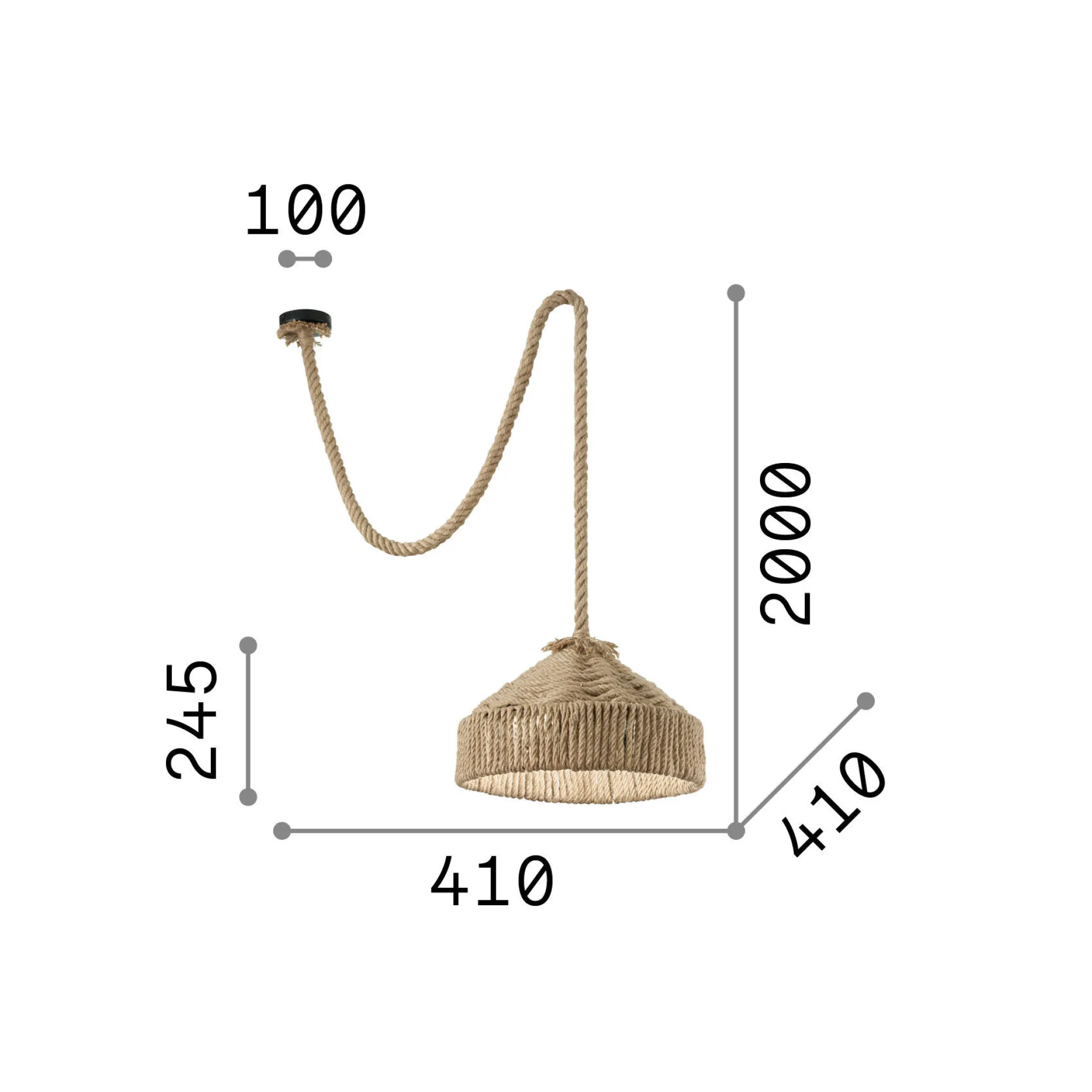 Ideal-Lux - Lampada a sospensione CANAPA SP1, 41 x 41 x h50 cm,<Dmora Shop