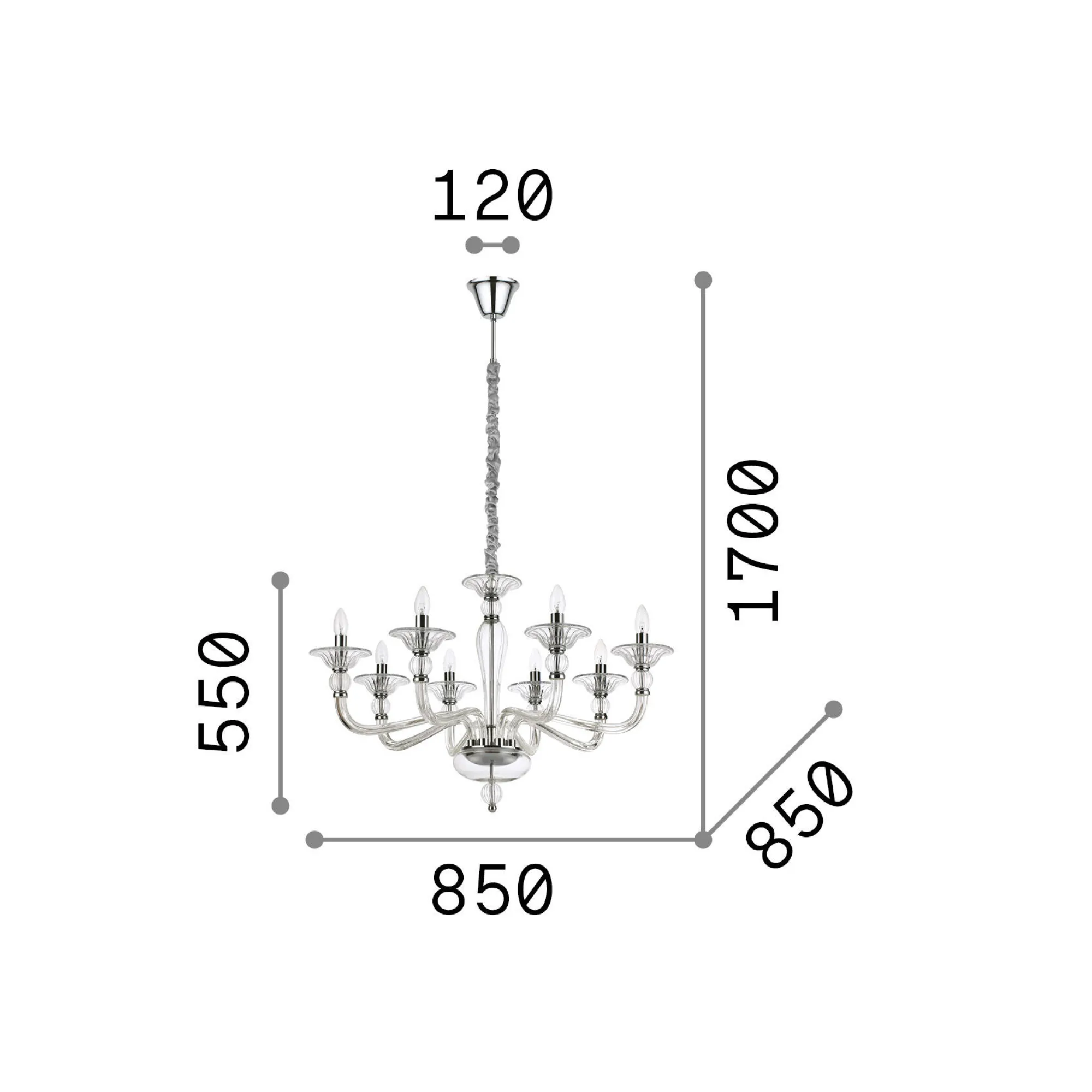 Ideal-Lux - Lampada a sospensione DANIELI SP8 , 85 x 85 x h80 cm,<Dmora Shop