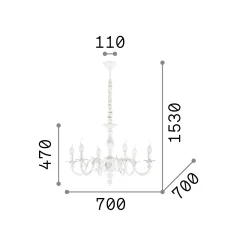 Ideal-Lux - Lampada a sospensione JUSTINE SP6, 70 x 70 x h72 cm,<Dmora Flash Sale