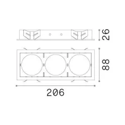 Ideal-Lux - Lampada da incasso BENTO FRAME SQUARE TRIPLE BK, 21 x 9 x h3 cm,<Dmora Best Sale