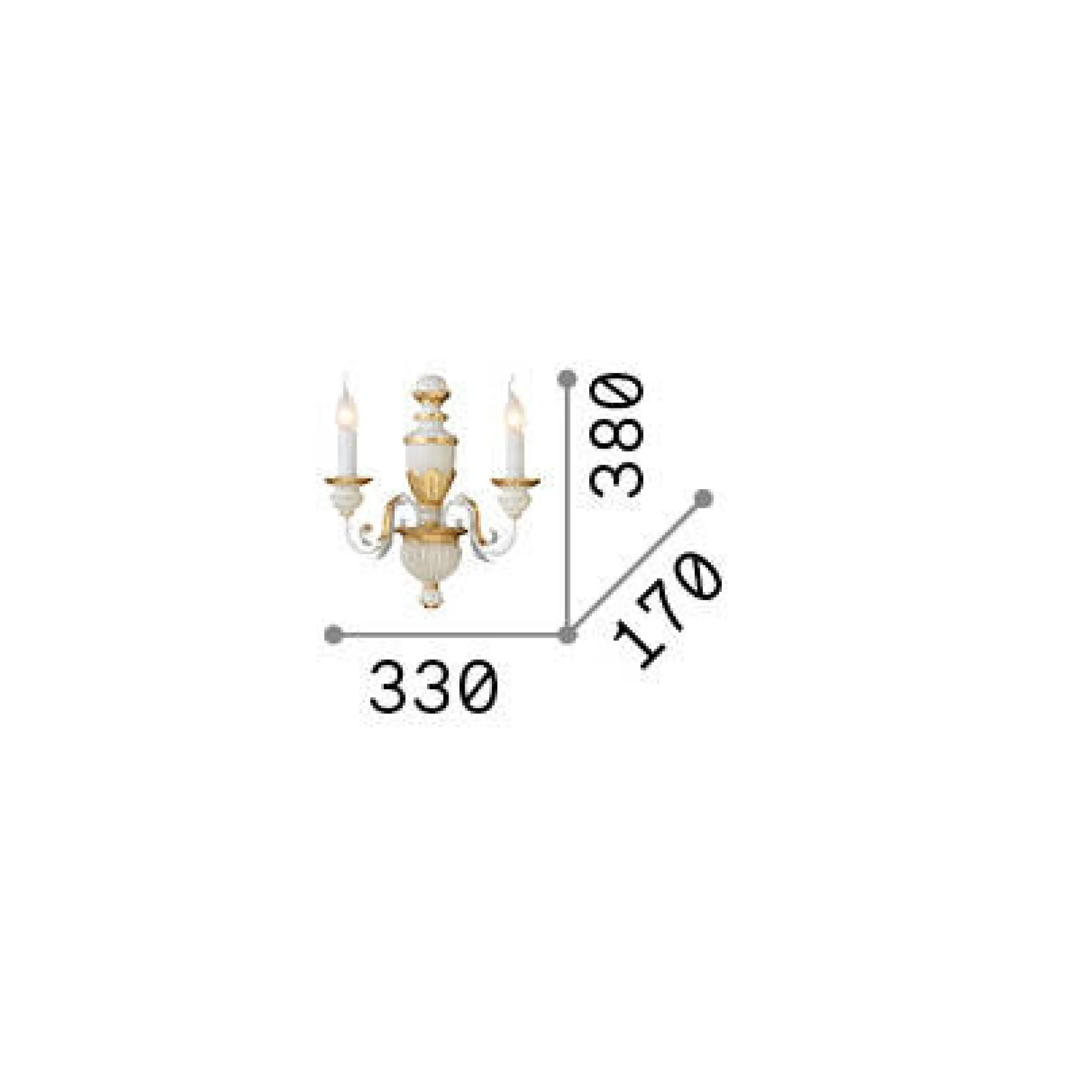 Ideal-Lux - Lampada da parete FIRENZE AP2 , 33 x 38 x h17 cm,<Dmora Hot