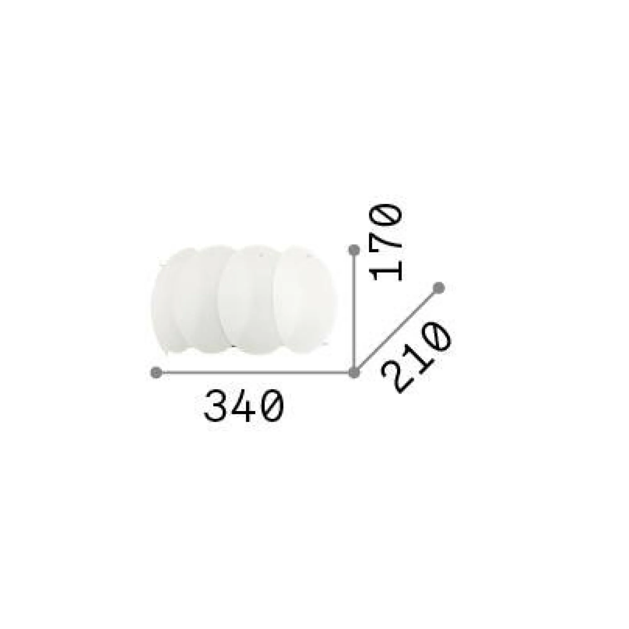 Ideal-Lux - Lampada da parete OVALINO AP2, 34 x 17 x h21 cm,<Dmora Clearance