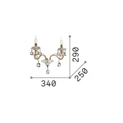 Ideal-Lux - Lampada da parete NEGRESCO AP2 , 34 x 29 x h25 cm,<Dmora Store