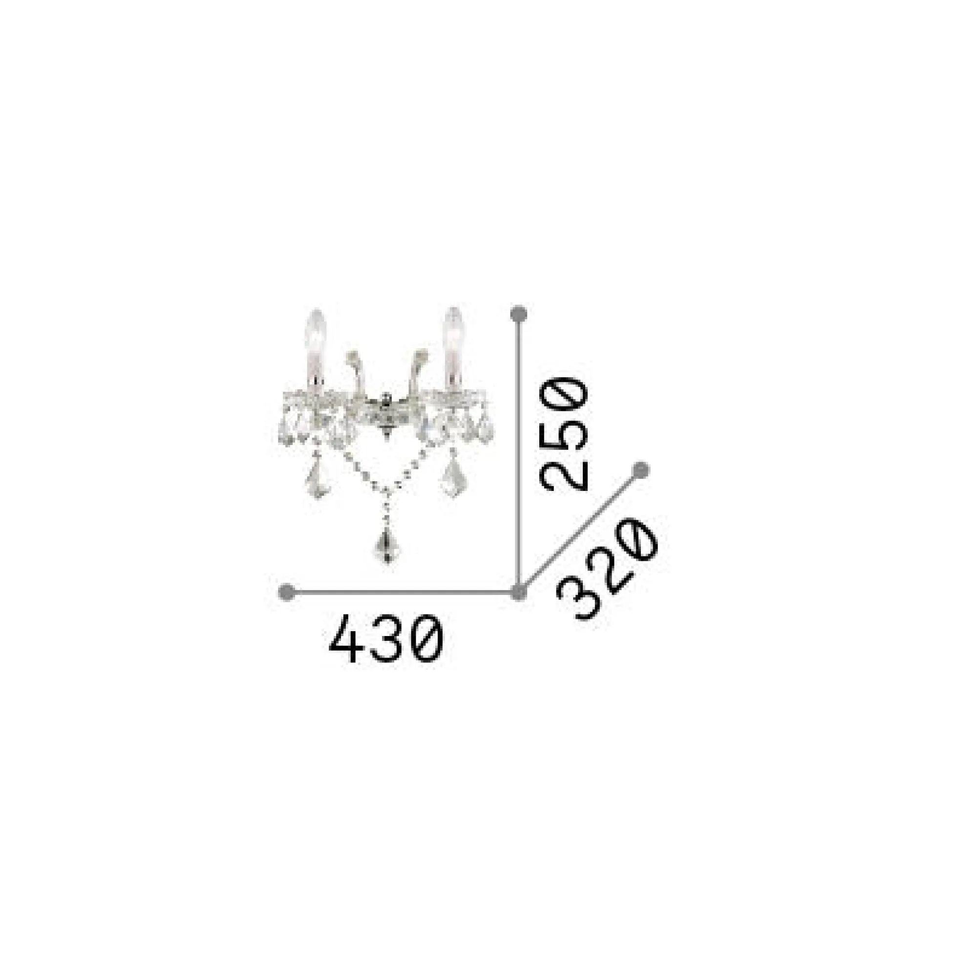 Ideal-Lux - Lampada da parete FLORIAN AP2 , 43 x 25 x h32 cm,<Dmora Cheap