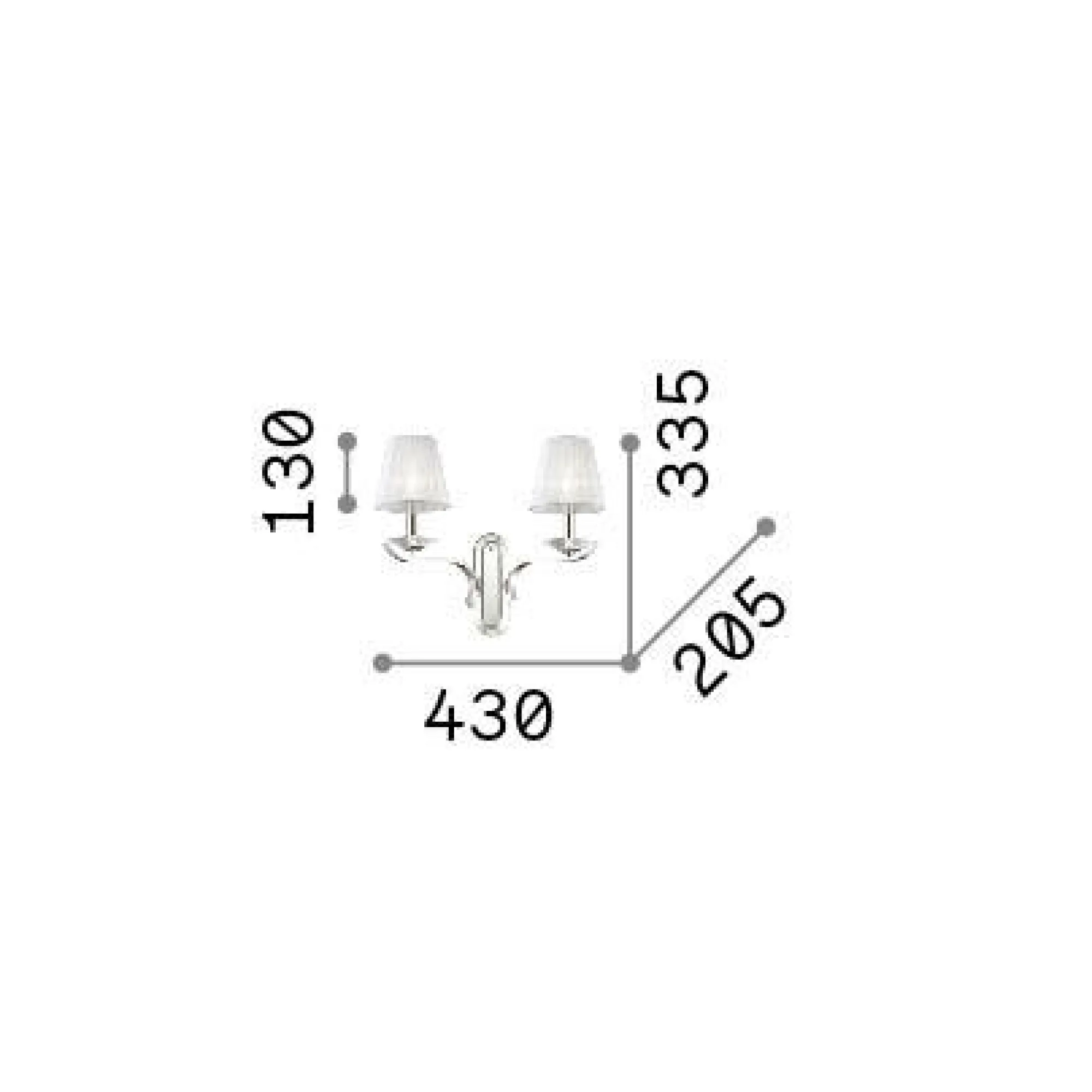 Ideal-Lux - Lampada da parete PEGASO AP2 , 43 x 34 x h21 cm,<Dmora Online