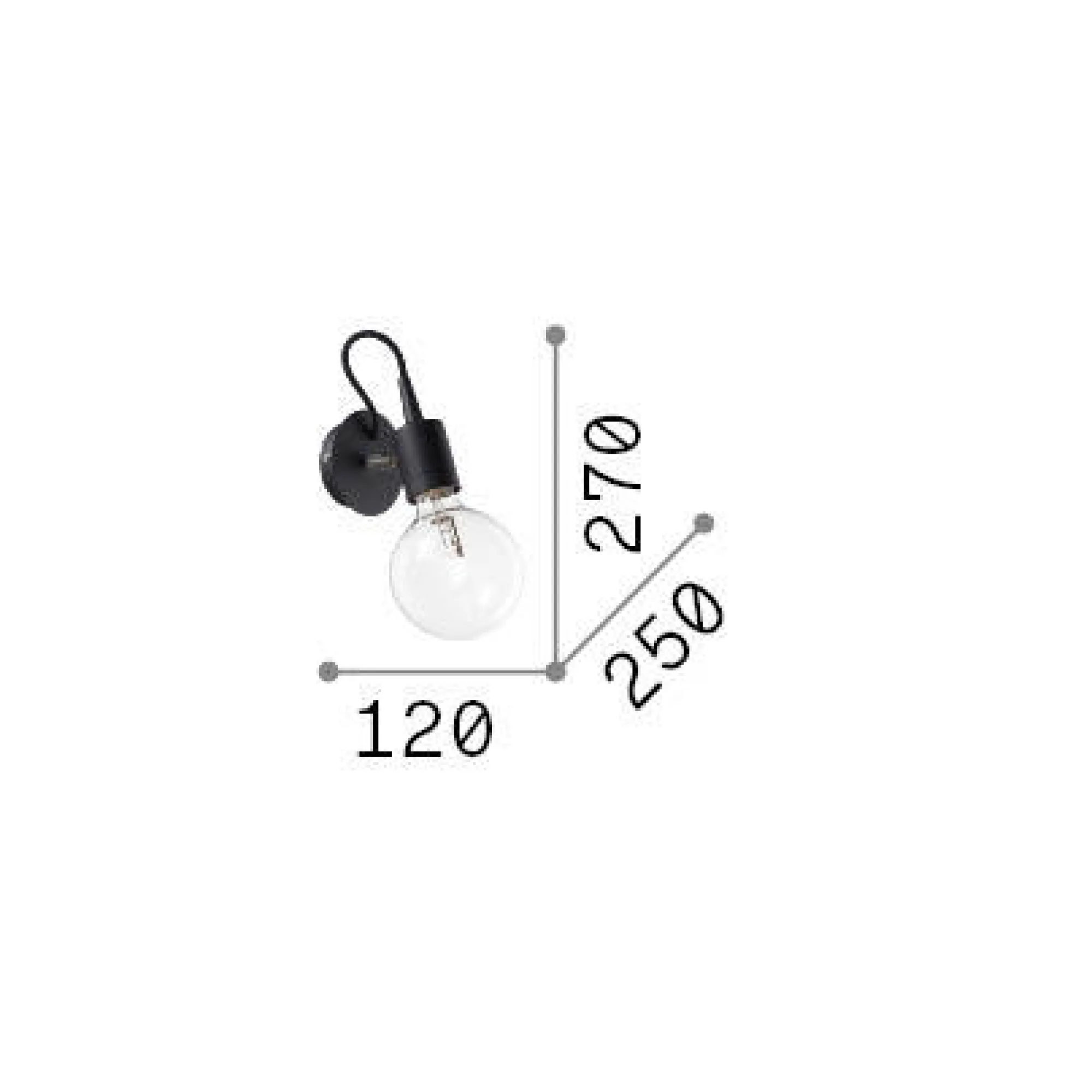 Ideal-Lux - Lampada da parete EDISON AP1 , 12 x 27 x h25 cm,<Dmora Fashion