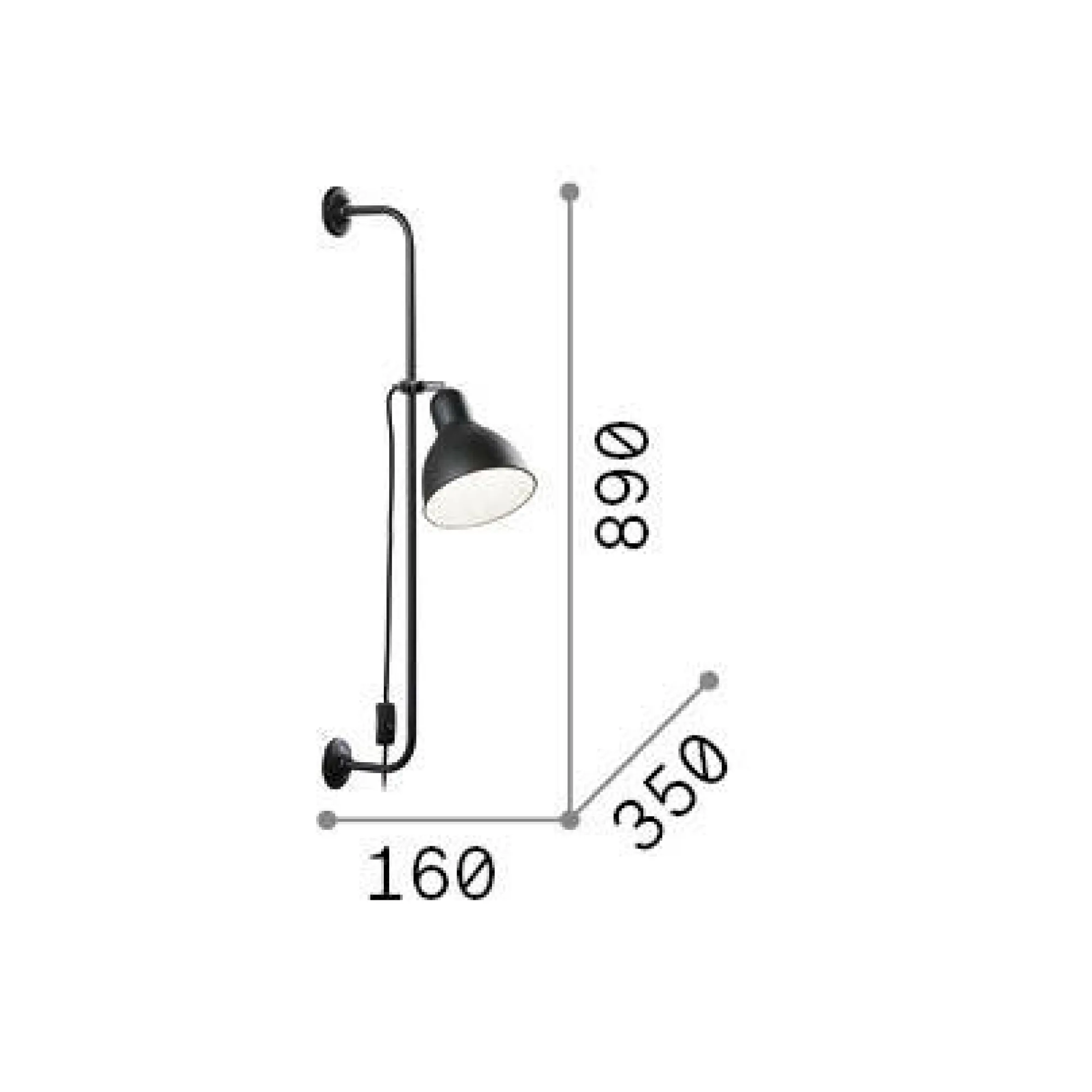 Ideal-Lux - Lampada da parete SHOWER AP1, 16 x 89 x h35 cm,<Dmora Cheap