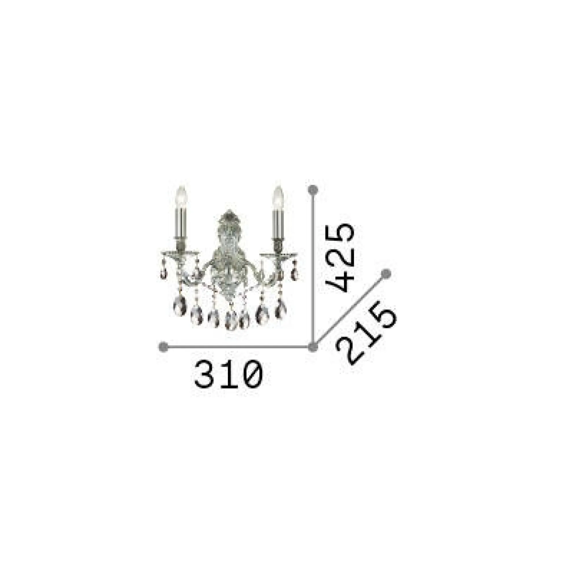 Ideal-Lux - Lampada da parete GIOCONDA AP2 , 31 x 43 x h22 cm,<Dmora Store