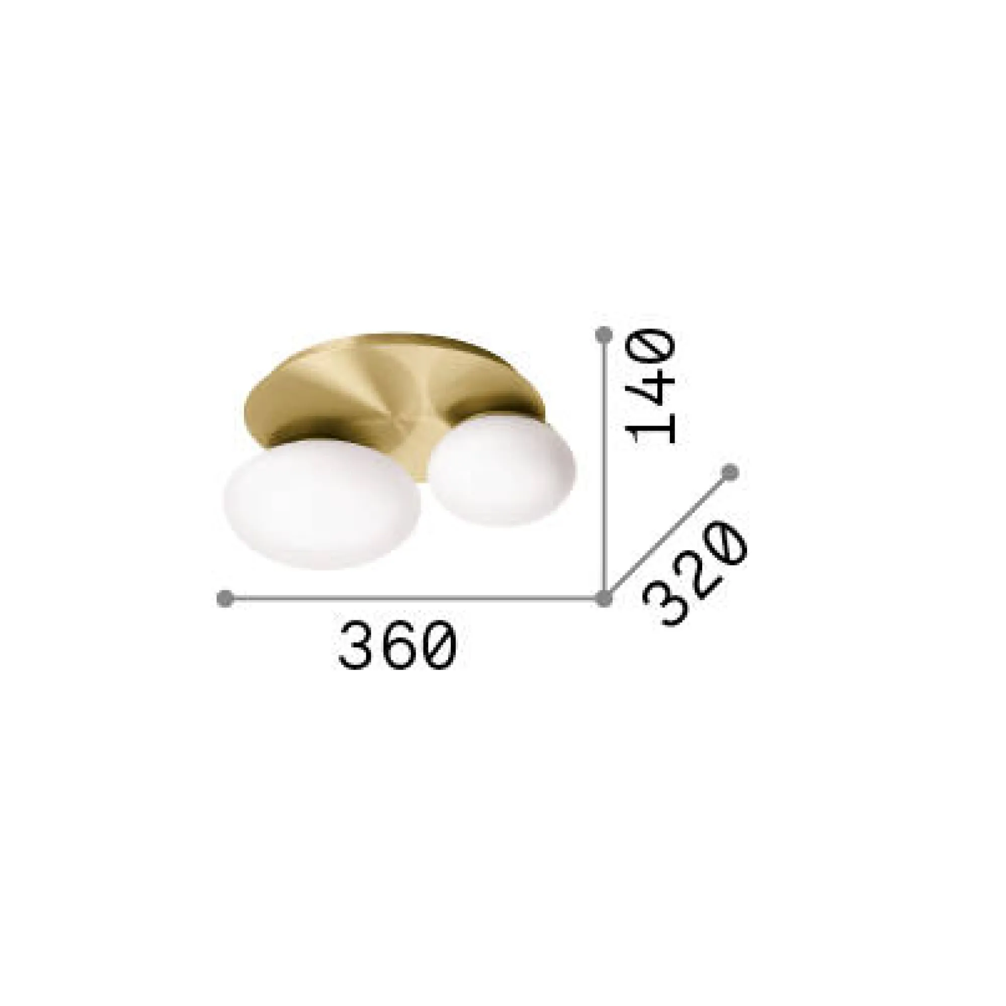 Ideal-Lux - Lampada da soffitto NINFEA PL2 , 36 x 32 x h14 cm,<Dmora New