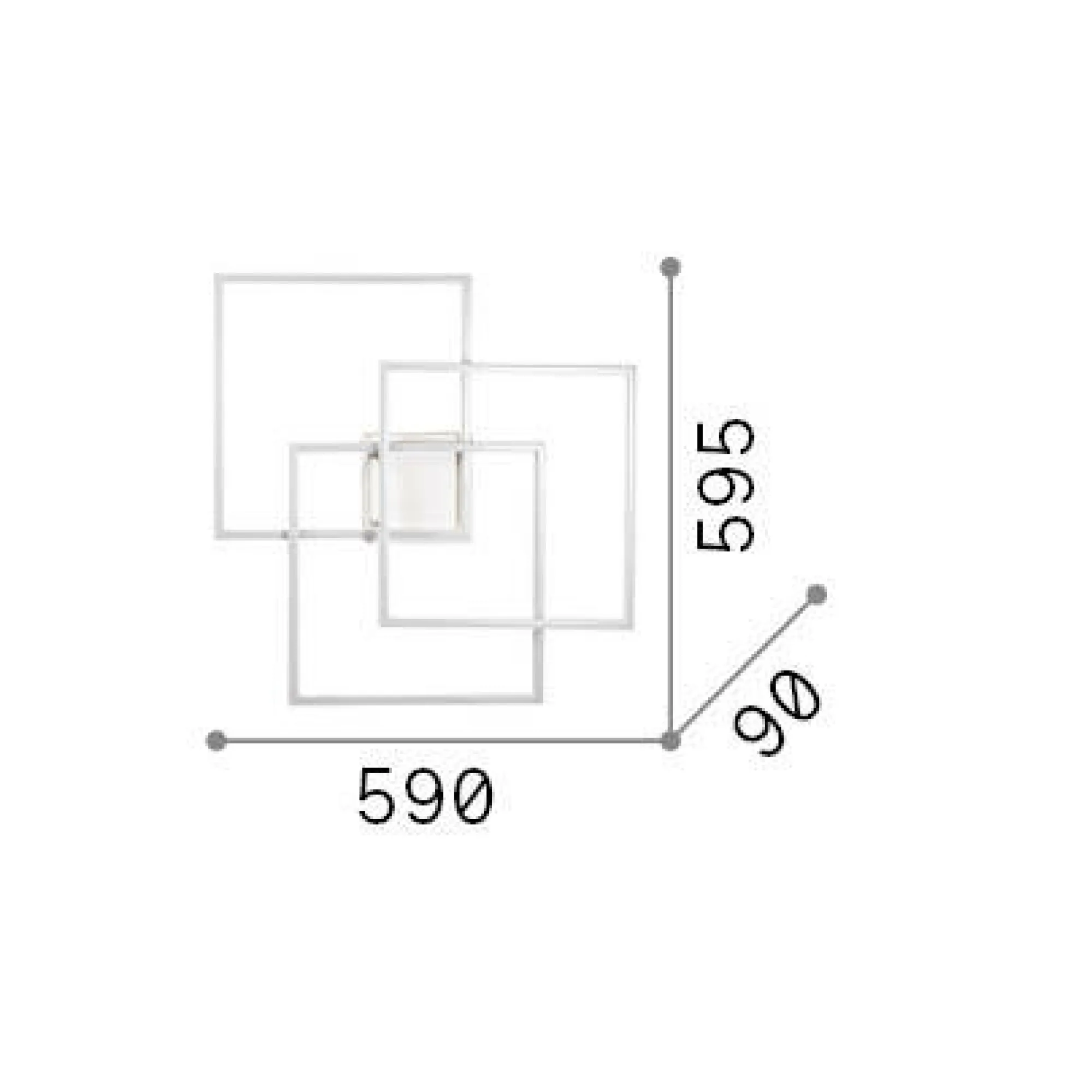 Ideal-Lux - Lampada da soffitto FRAME PL QUADRATO , 59 x 60 x h9 cm,<Dmora Best Sale