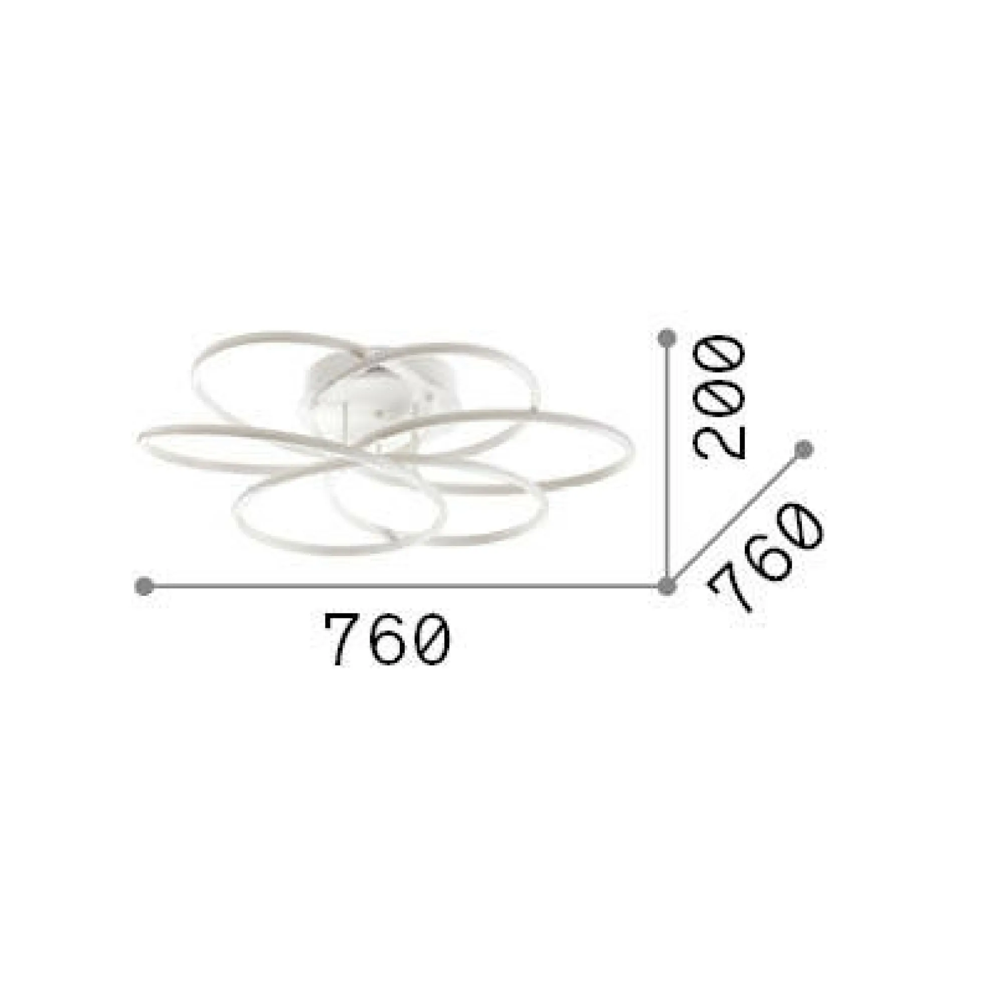 Ideal-Lux - Lampada da soffitto KAROL PL D76, 76 x 76 x h20 cm,<Dmora Best