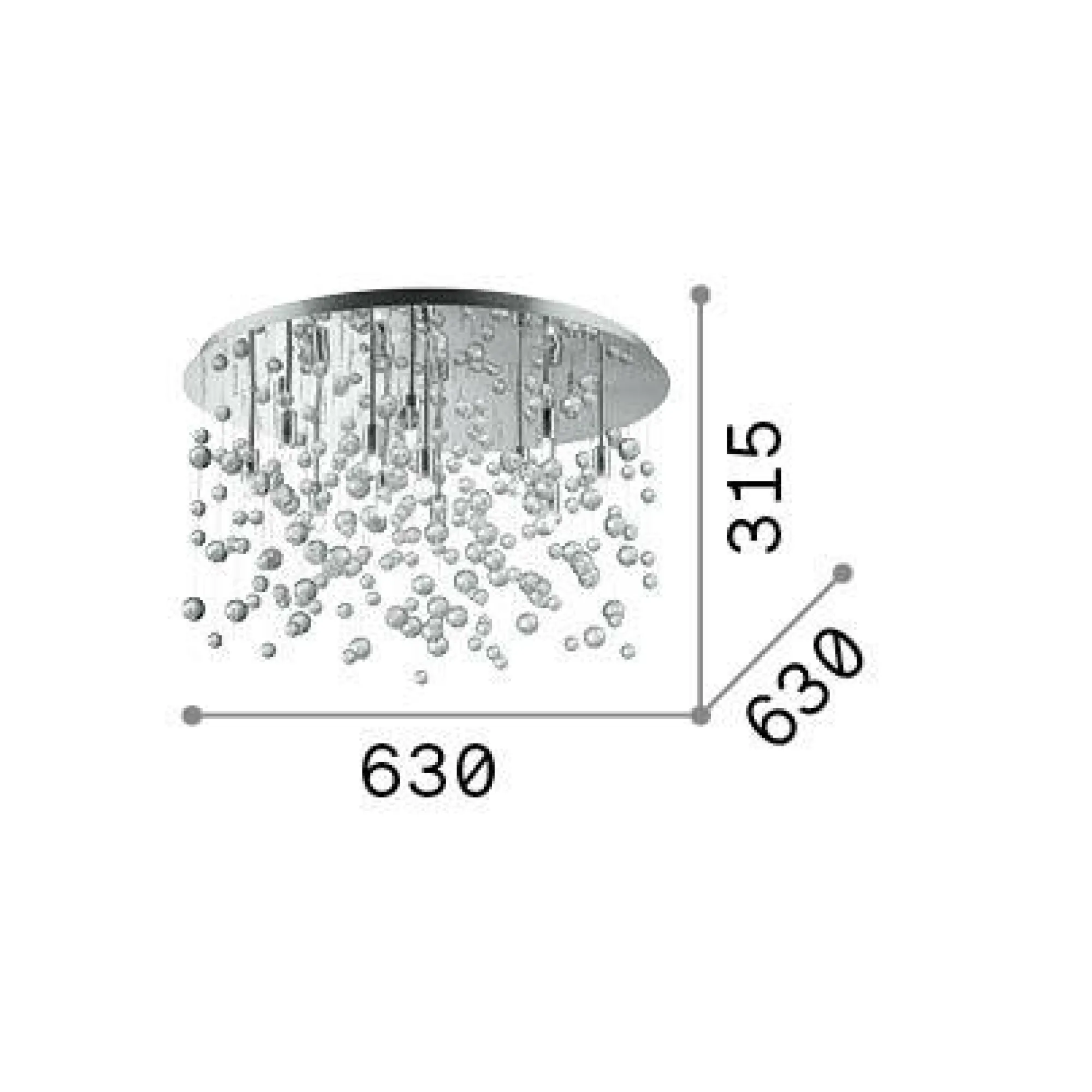 Ideal-Lux - Lampada da soffitto NEVE PL12 , 63 x 63 x h32 cm,<Dmora Fashion