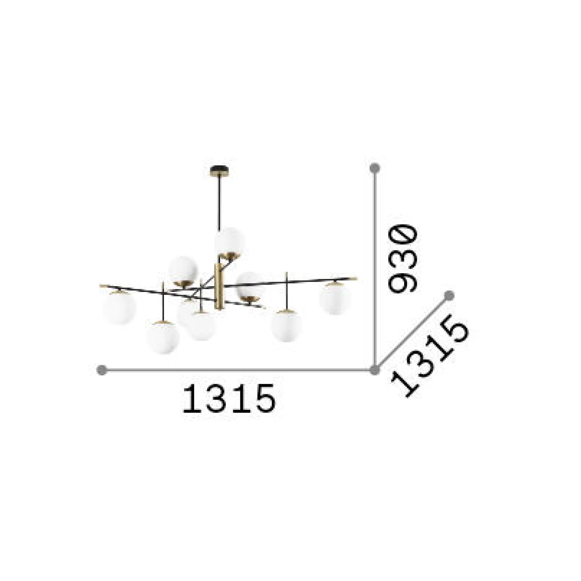 Ideal-Lux - Lampada da soffitto GOURMET PL9, 132 x 132 x h93 cm,<Dmora Outlet
