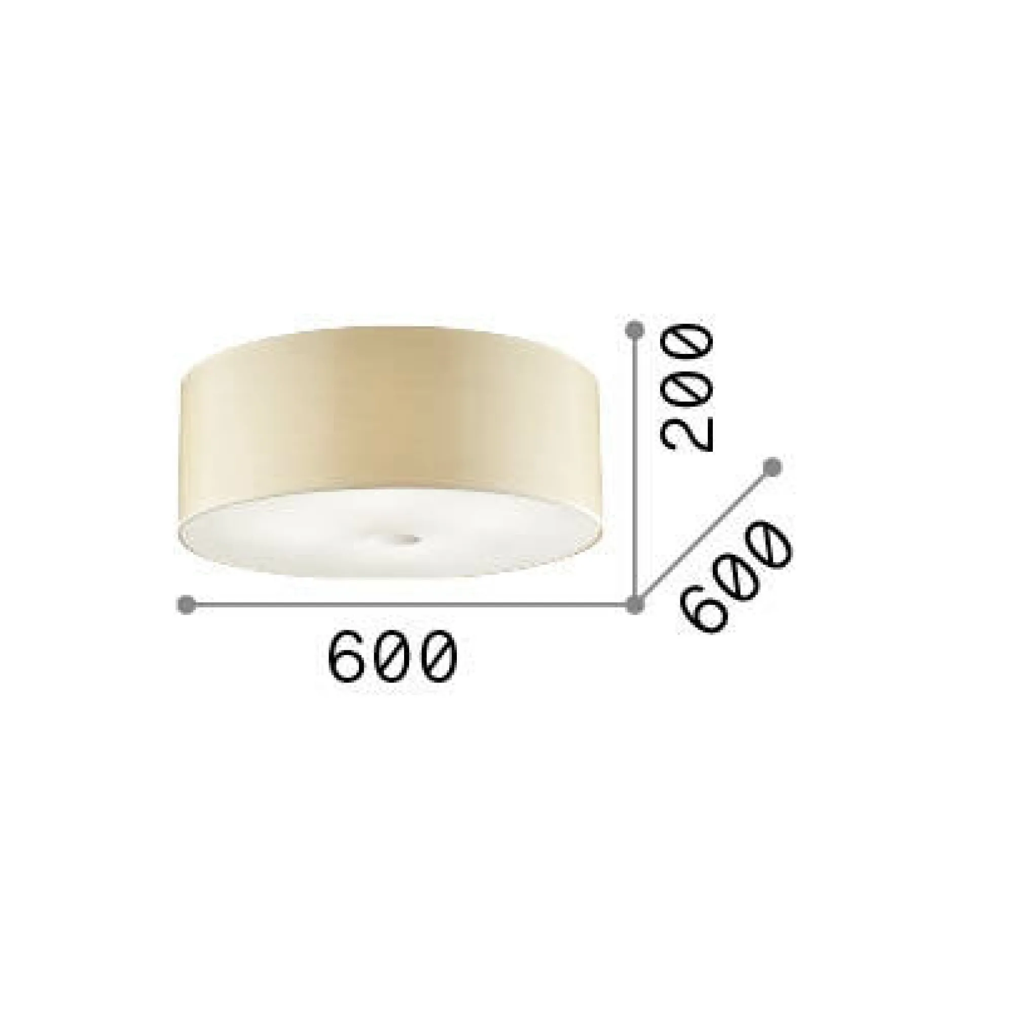 Ideal-Lux - Lampada da soffitto WOODY PL5 , 60 x 60 x h20 cm,<Dmora Flash Sale